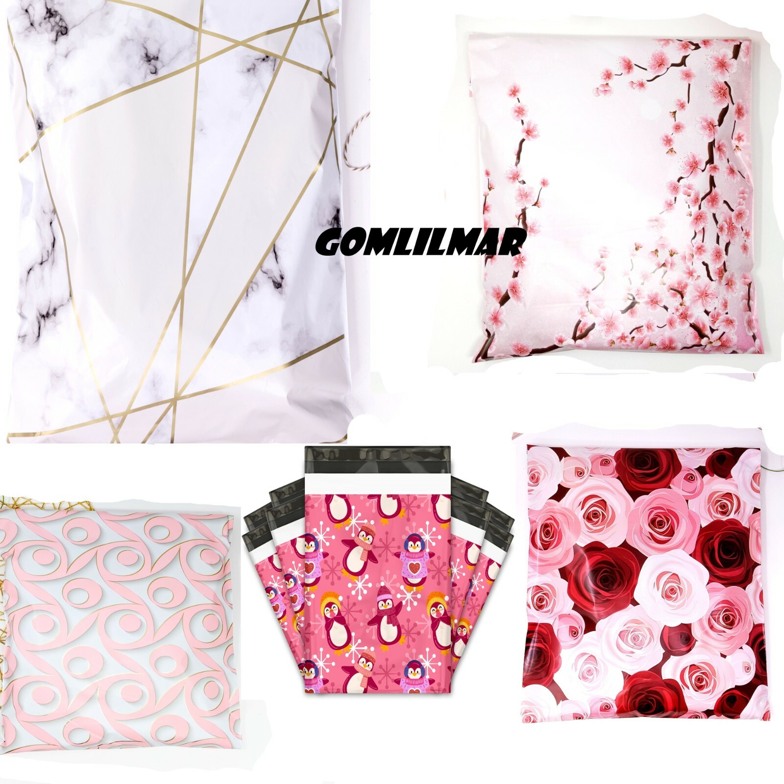 100 Designer Poly Mailers Plastic Envelopes Shipping Bags Custom 6×9,10×13,14×17