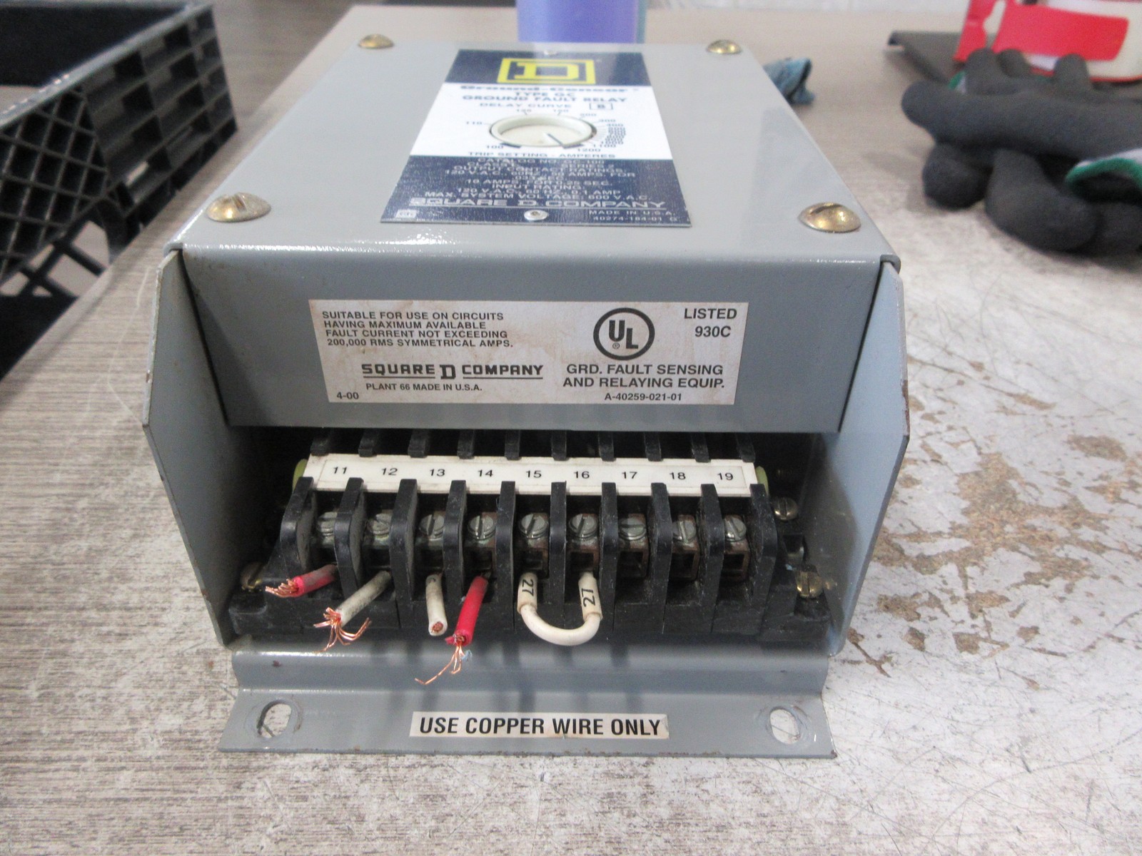 Square D Ground-Censor Type GC Ground Fault Relay GC-100 Ser. 2 Used