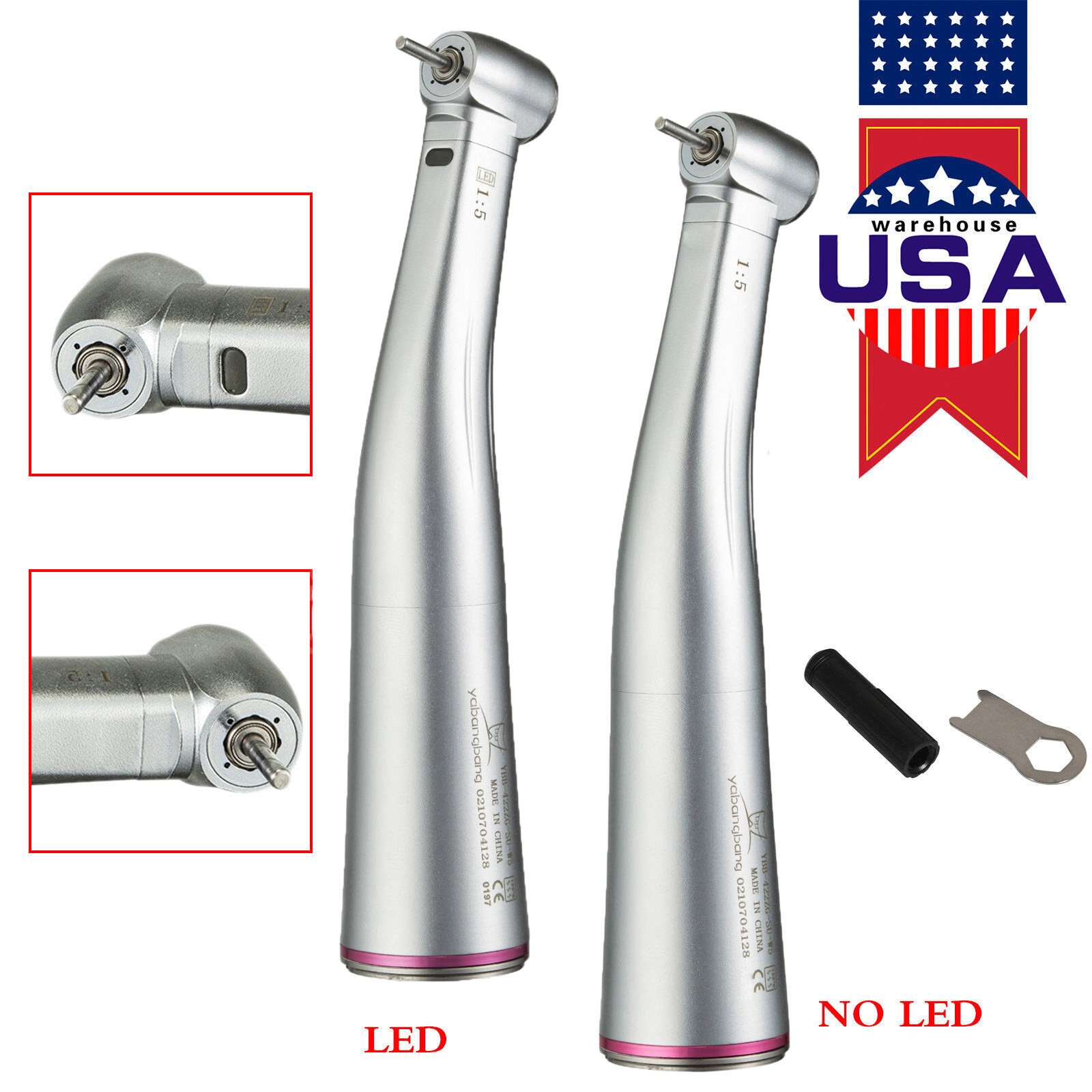 Dental (LED ) Slow low Speed Contra Angle Handpiece Push 1:1 Fit KaVo NSK Style