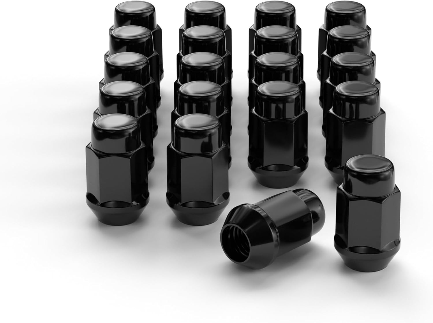 20PCS 1.4″ 12X1.5 Closed End Bulge Acorn Black Lug Nuts – Cone Seat 19Mm Hex