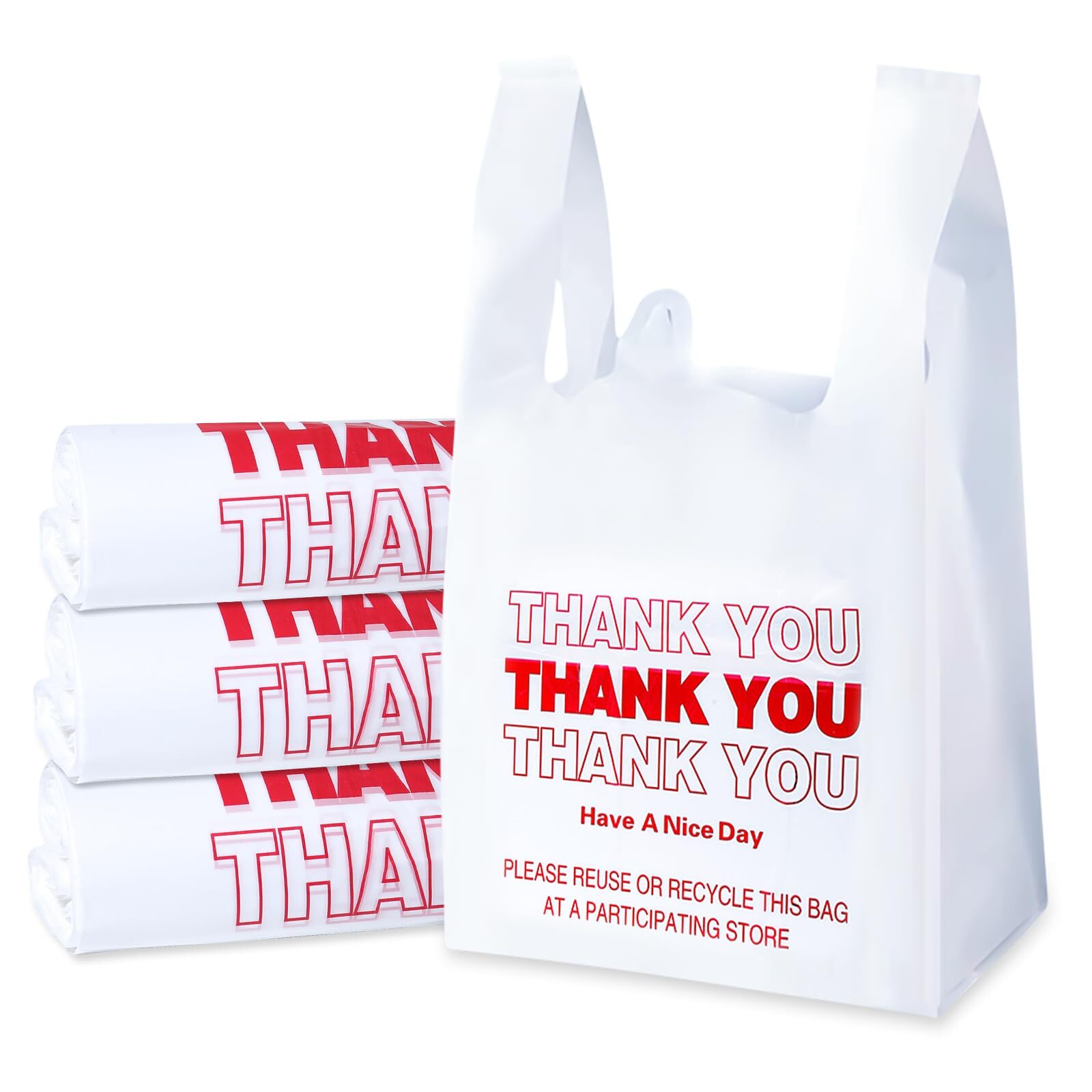 Bolsas de agradecimiento con asa para camisetas, 300 unidades 11″x 6″x 21″
