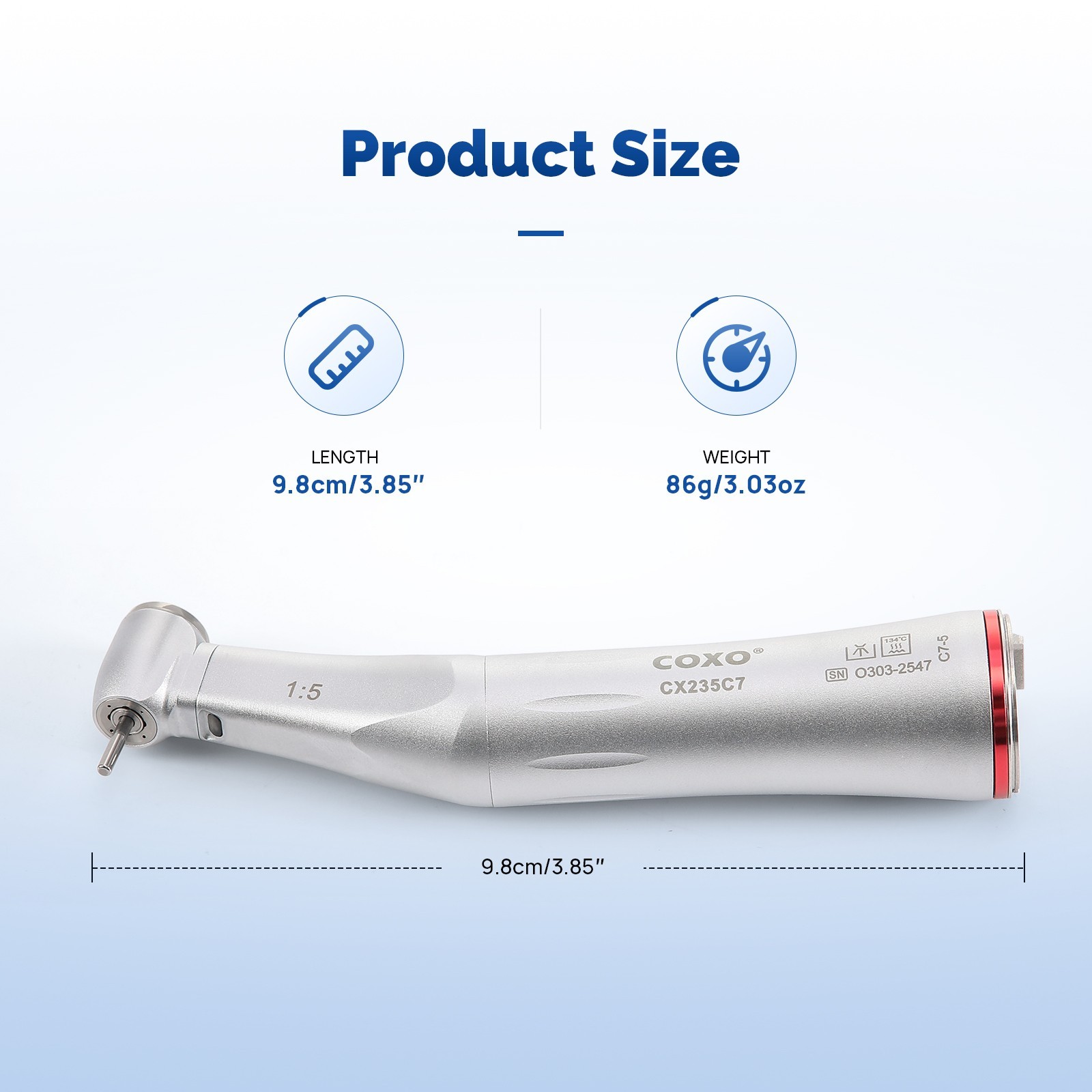 COXO Dental 1:5 LED Standard Head Contra Angle Handpiece /C-PUMA MASTER Motor