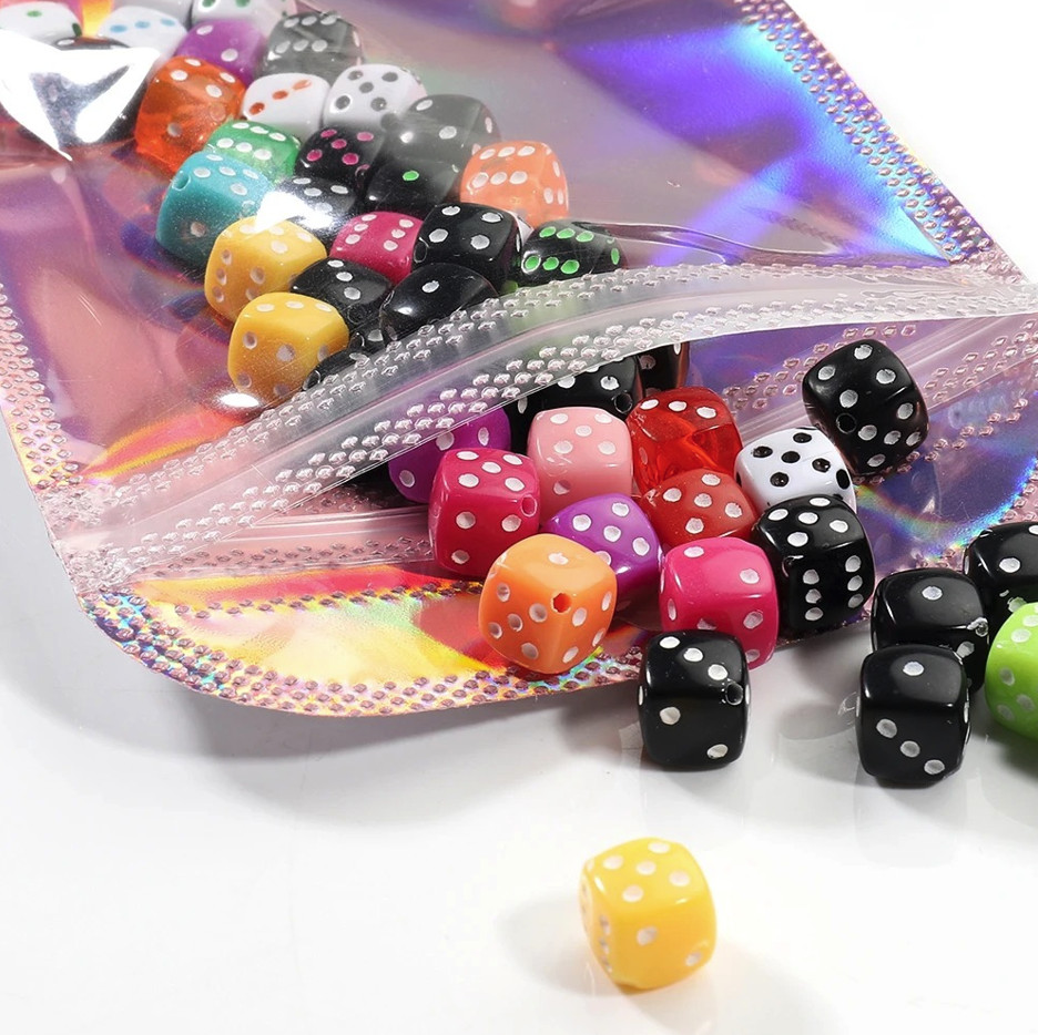 50pcs Iridescent Zip Lock Bags Holographic Self-Sealing Packaging Pouches – NEW