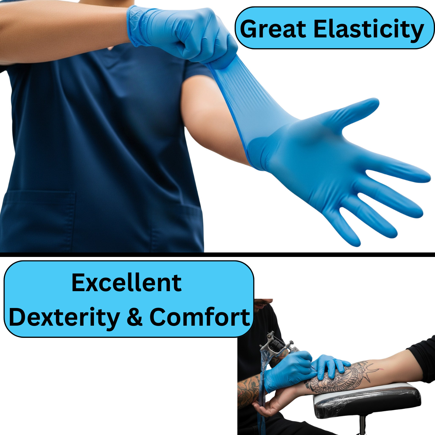 1000 Blue Nitrile Gloves 4 Mil Powder Free ( Non Latex Vinyl) 2XL