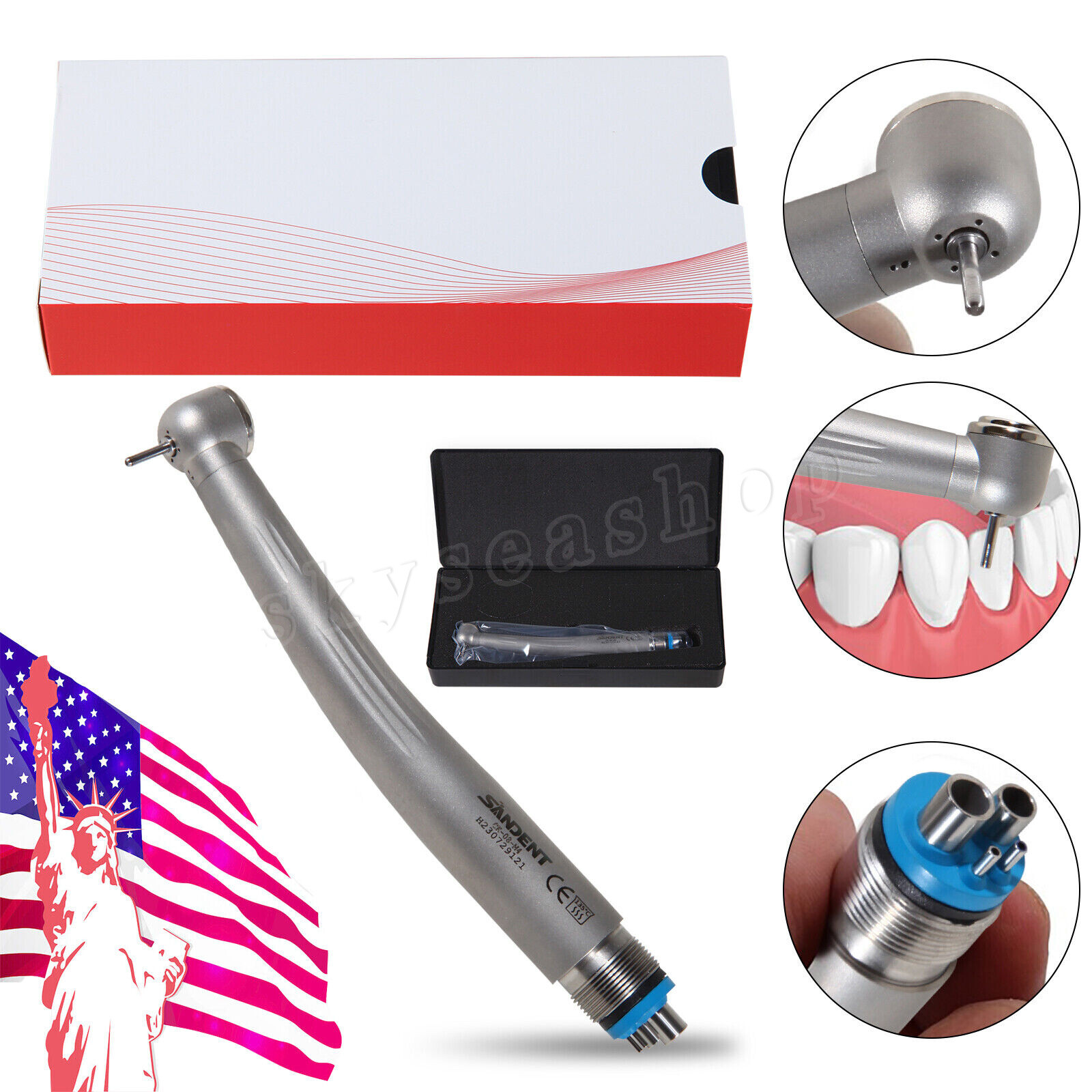 10pcs Dental High Speed Handpiece Ceramic Bearing Single Spray 4 Holes