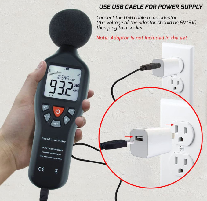 Portable Digital Decibel Meter 30–130dB with Data Logging for Home & Office