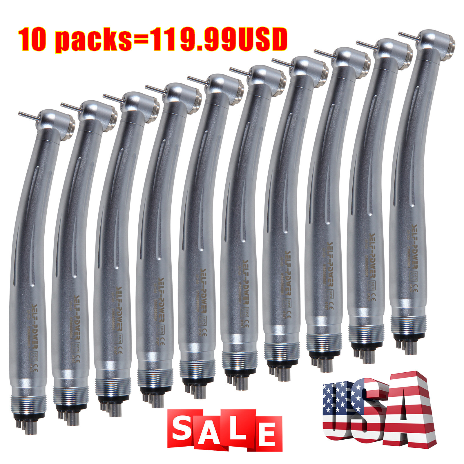 10pcs Dental High Speed Handpiece Turbine 4 Holes NSK Pana Max Style Clean Head