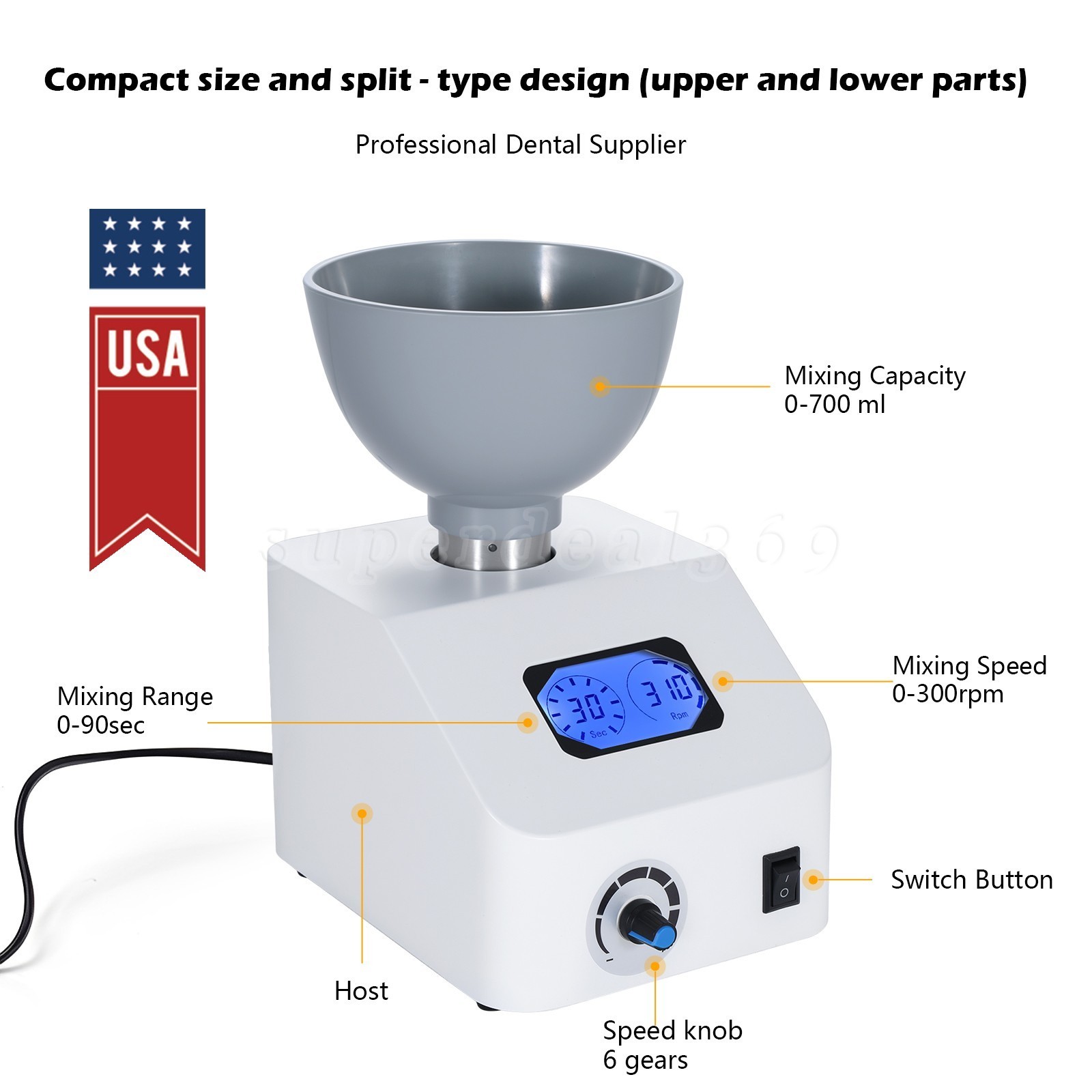 ALGINATE DENTAL MIXER LAB IMPRESSION MATERIAL 110V or 220V ne