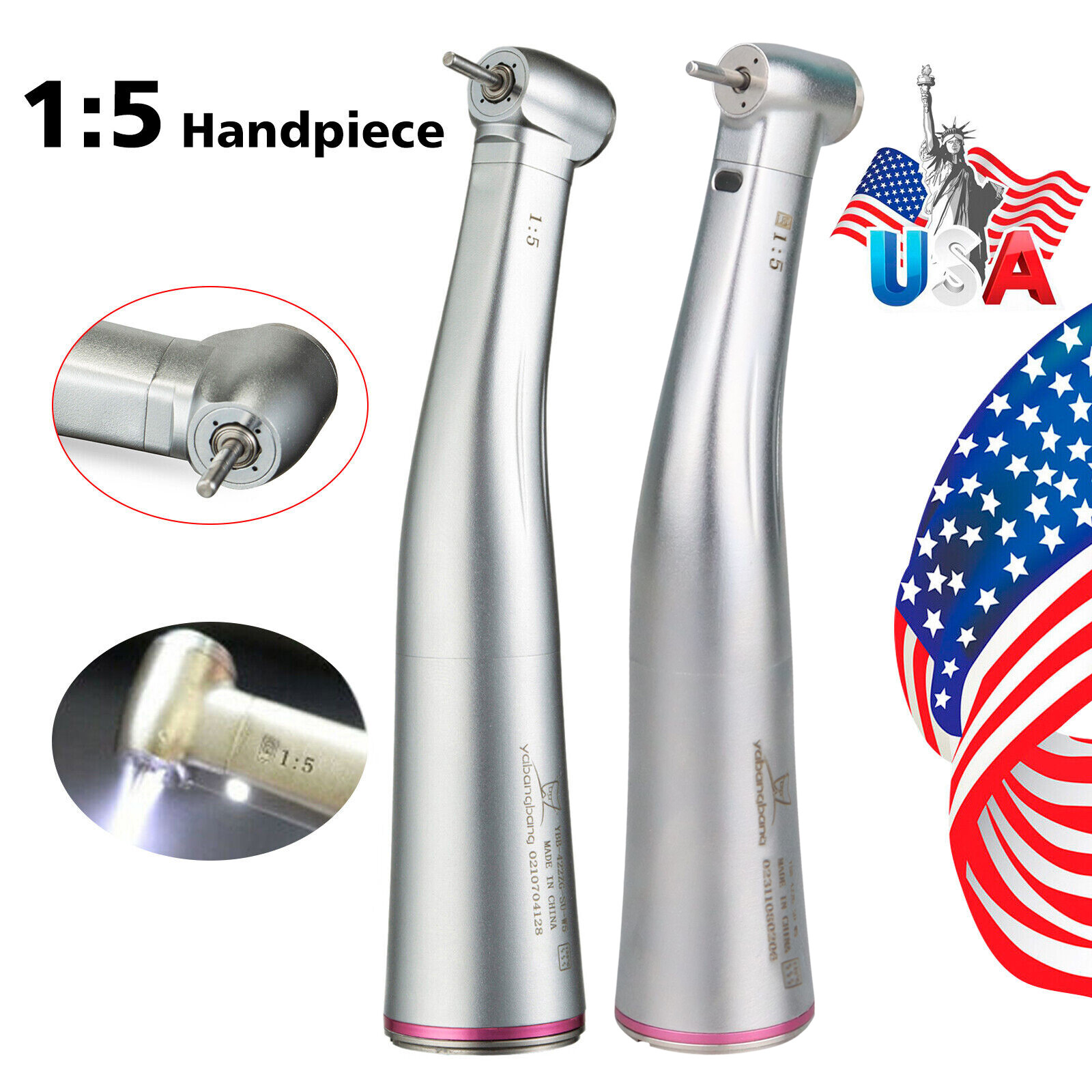 Dental 1:5 Fiber Optic Contra Angle Handpiece Red Ring for NSK Ti-MAX X95L YBB