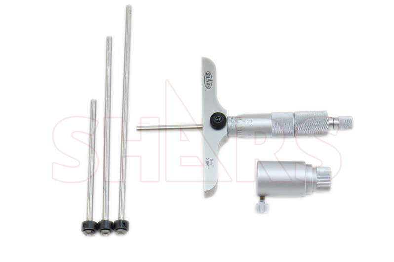 SHARS 0-4″ DEPTH MICROMETER 4″BASE Graduations .001″ Accuracy .0002″ NEW P}