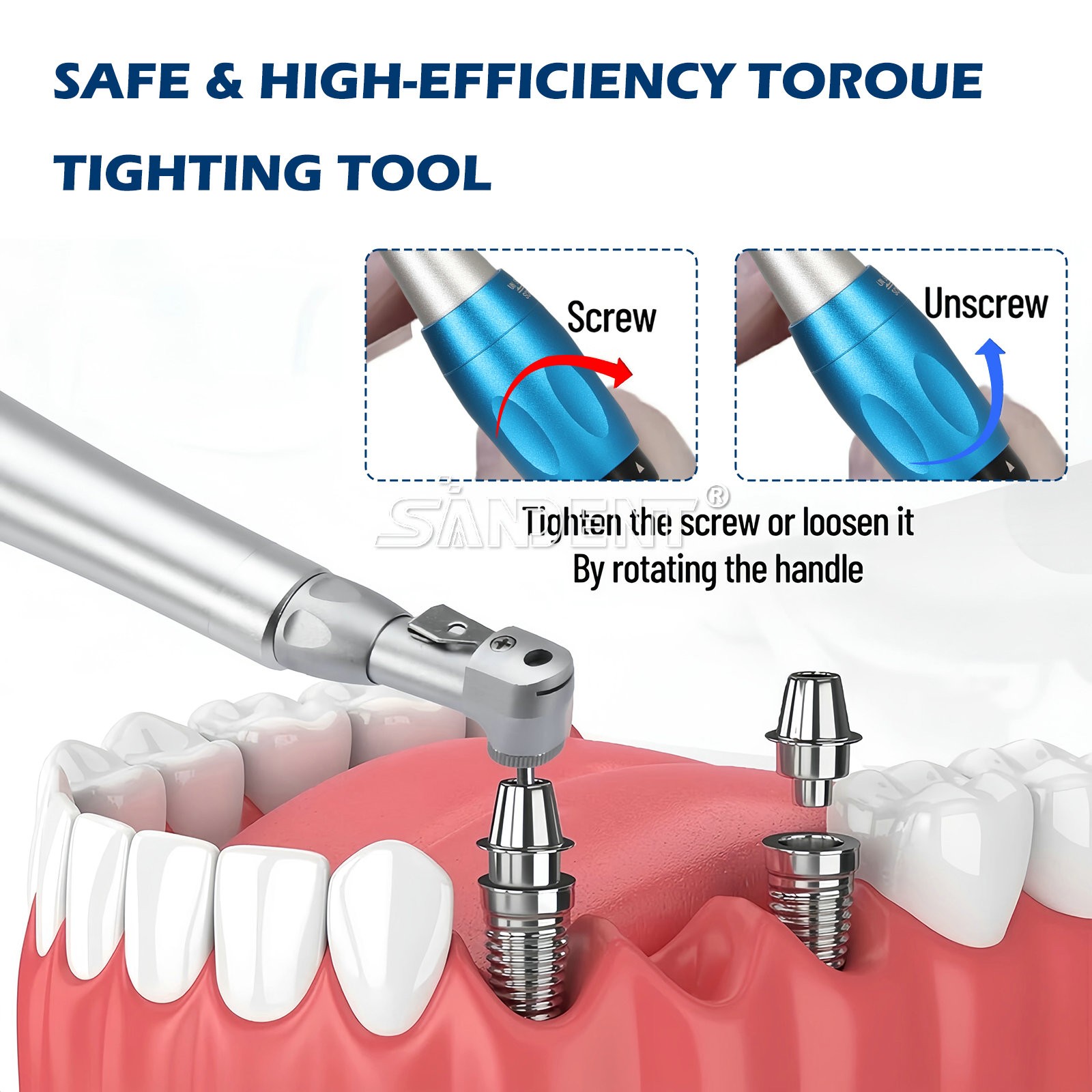 Dental Universal Implant Kit Torque Wrench Contra Angle Handpiece & 16 Drivers