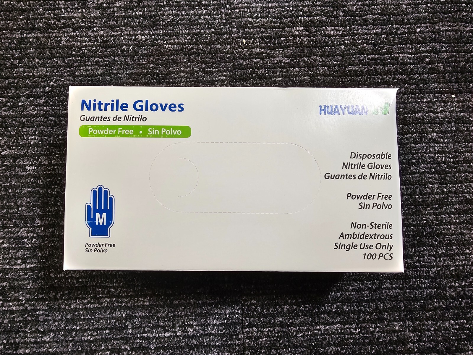 (1000-PIECES) Huayuan Blue Disposable Nitrile Exam Gloves Powder-Free Medium