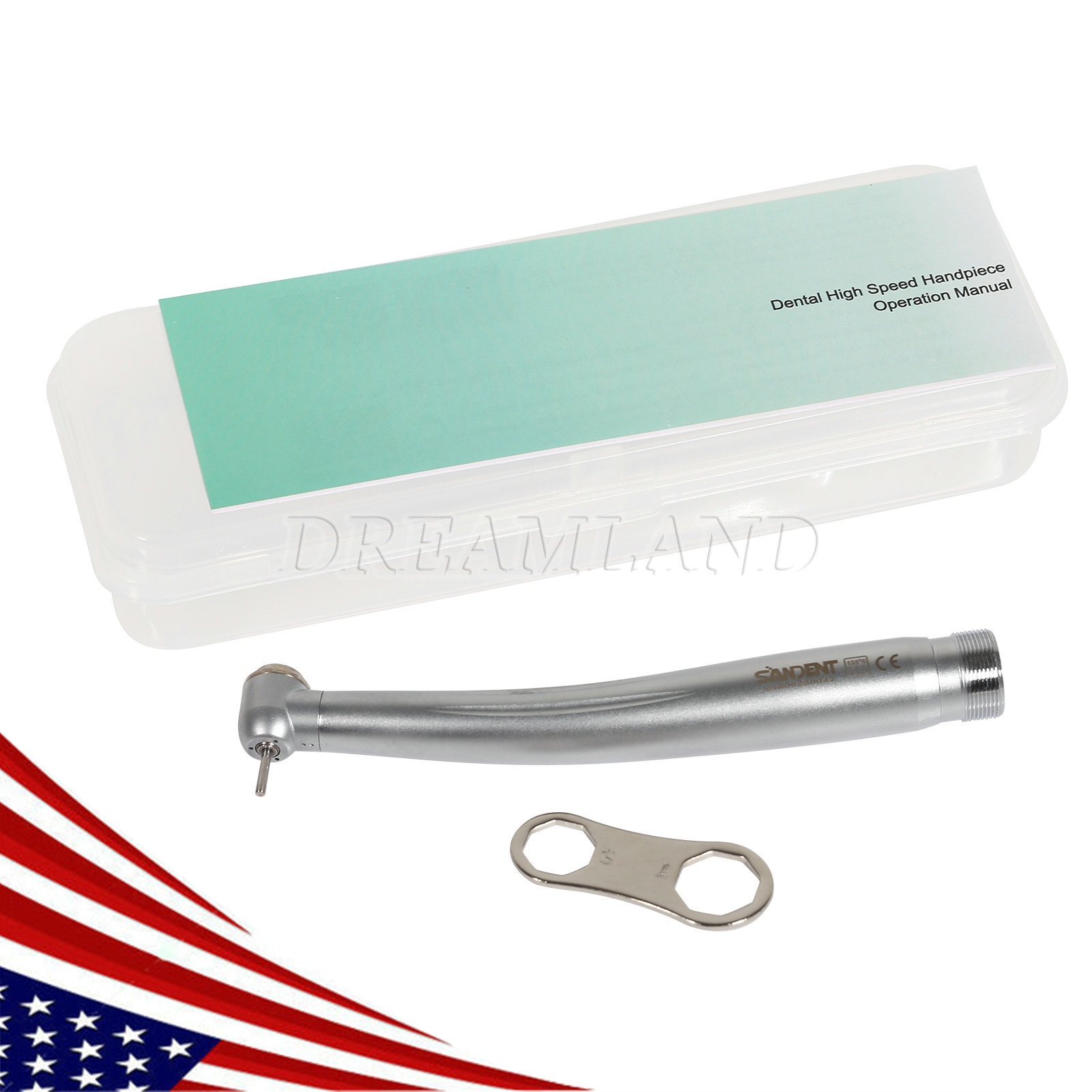 SANDENT Standard Head Dental Air Turbine High Speed Push Button Handpiece 4 Hole