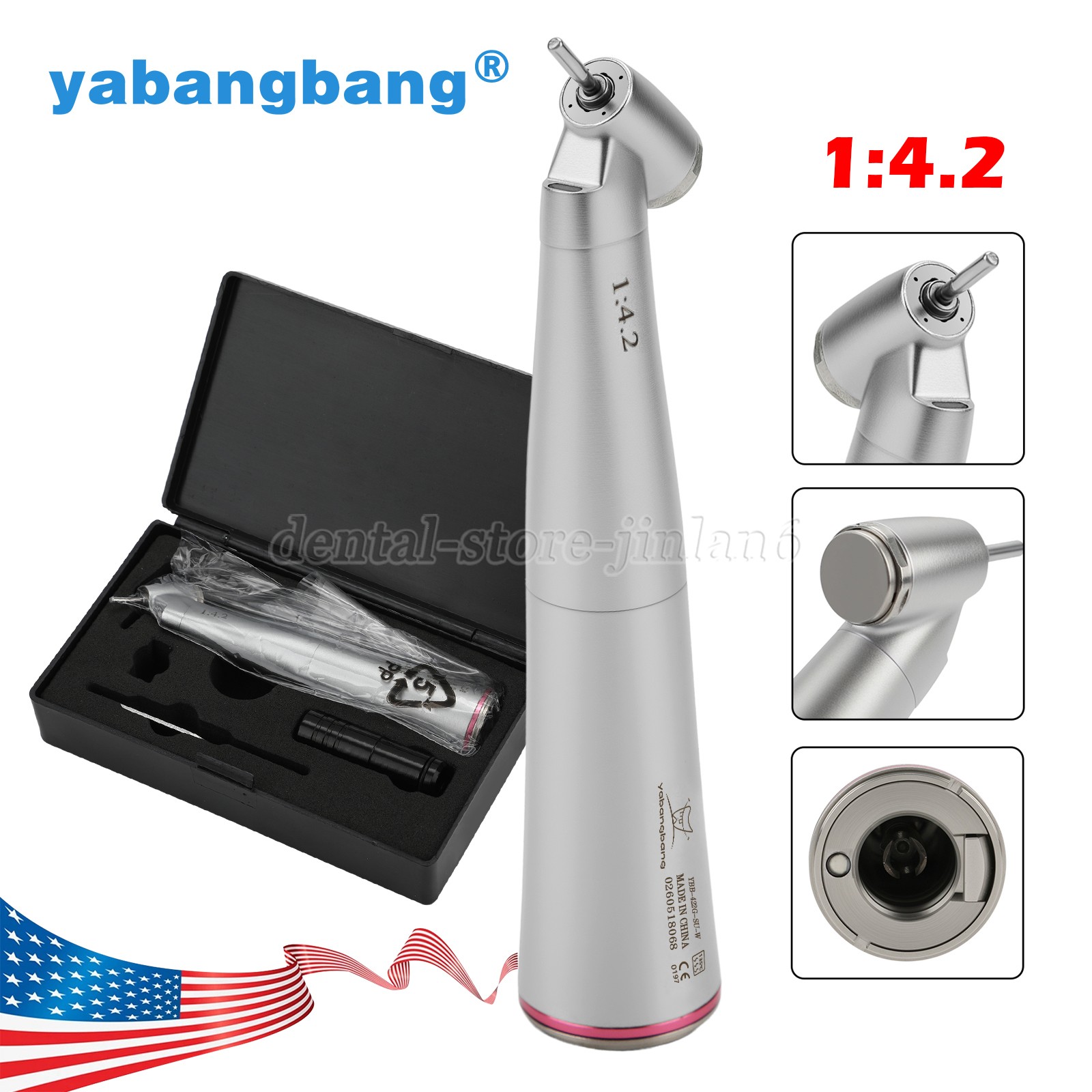 Dental Optic Fiber LED 1:4.2 Increasing Handpiece 45°Angle Head External Channel