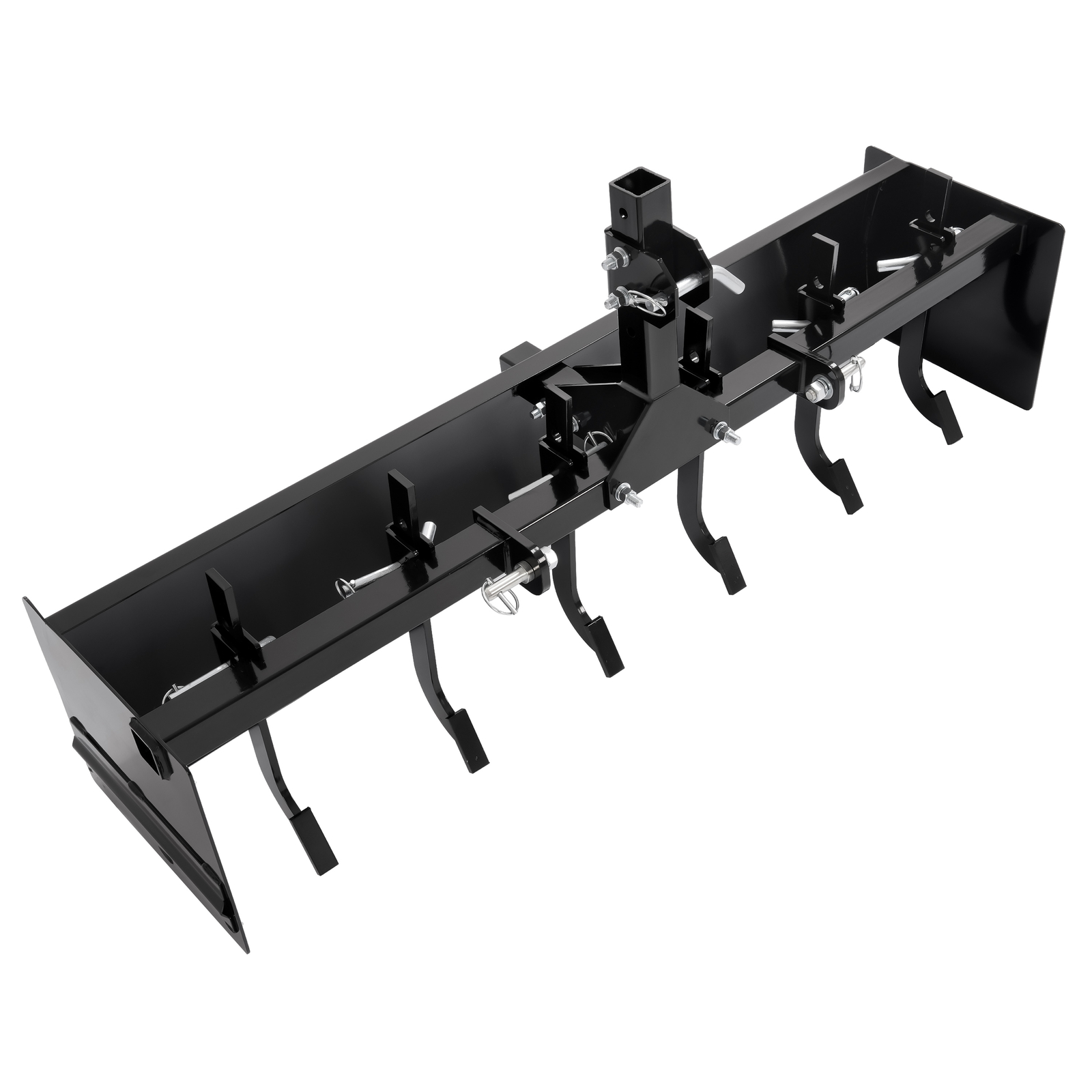 Powder Coated Steel 55″ Box Blade Scraper W/6 Scarifier Shank For Cat 0 Cat 1
