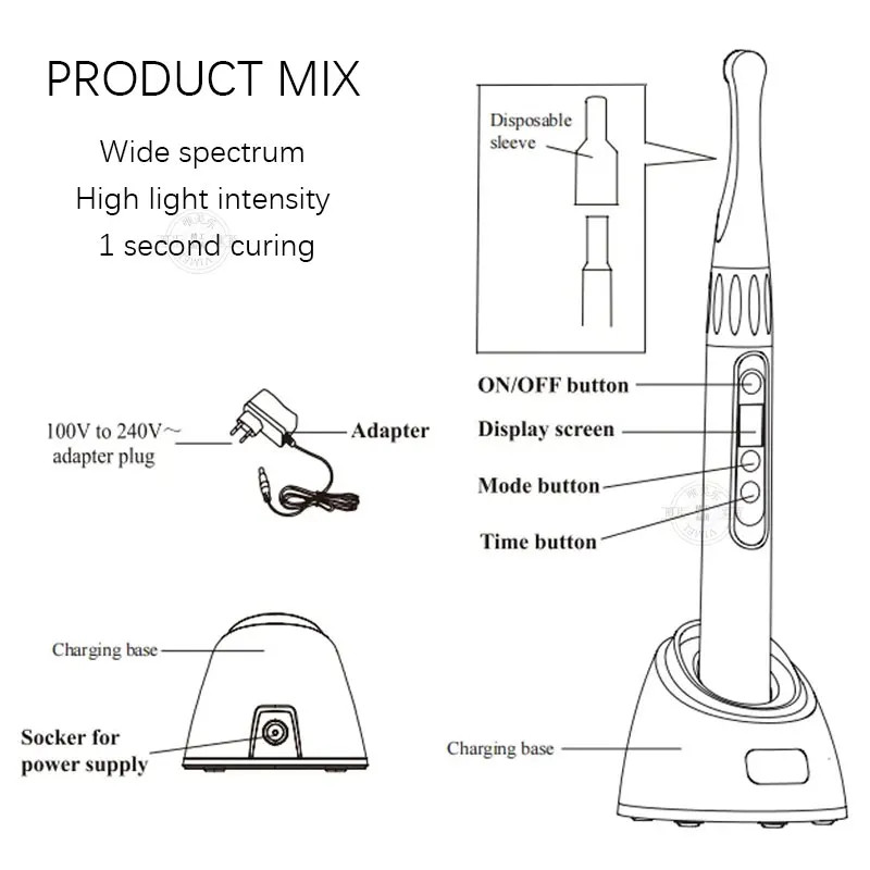 Woodpecker ILED II 1 Sec Dental Curing Light Resin Solidify Lamp 3000mW/cm2
