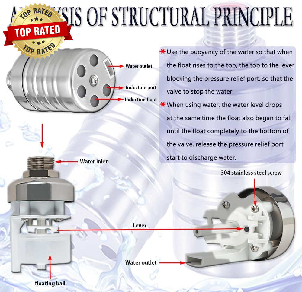 Float Valve,1/2″ to 3/4″ 1” Water Level Control Float Valve, 304 Stainless Stee