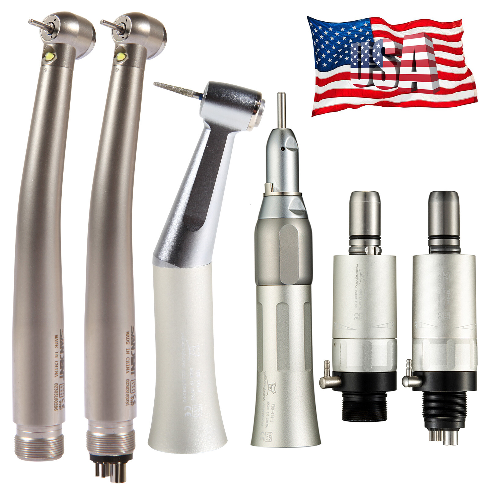 NSK Style Dental High/Low Speed Handpiece Kit E-generator LED Turbine 2/4Hole DM