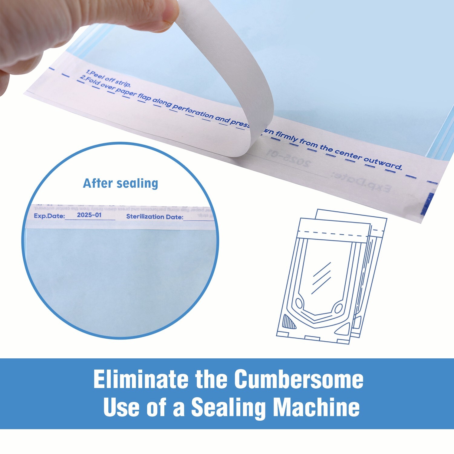 4000(20 Boxes) Self Sealing Sterilization Pouches Autoclave Pouch-2.75″x9″