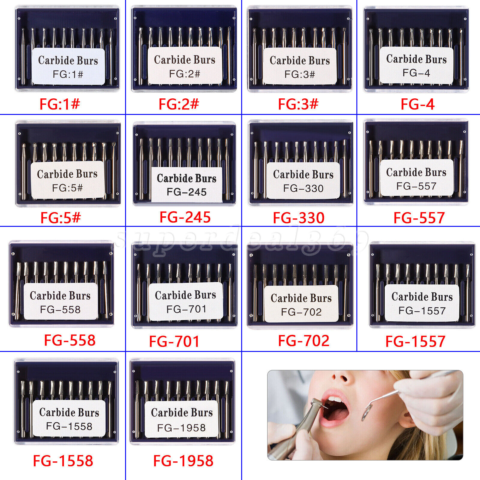 10-100 Pcs Dental FG Tungsten Steel Carbide Burs Drill High-Speed Handpiece st