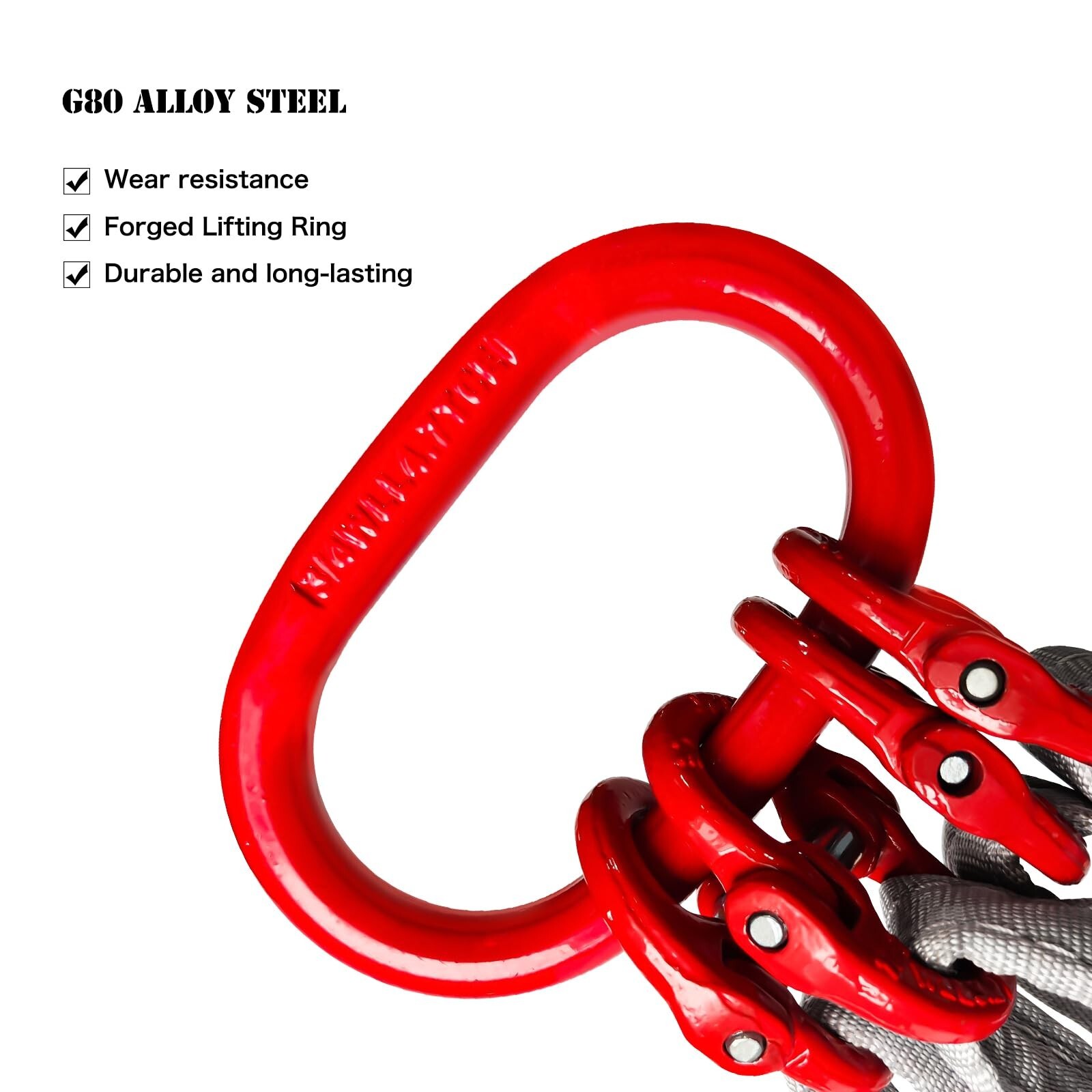 Four Leg Bridle Web Sling 5ft 6600lbs Lifting Slings with G80 Grab Hooks