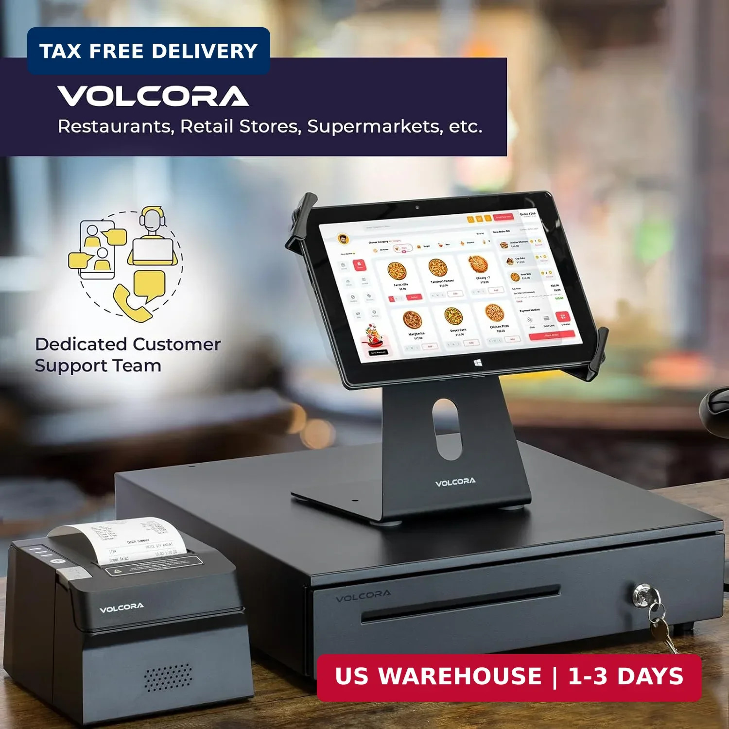 Volcora Cash Register Drawer for Point of Sale (POS) System, 5 Bill/7 Coin, 16″
