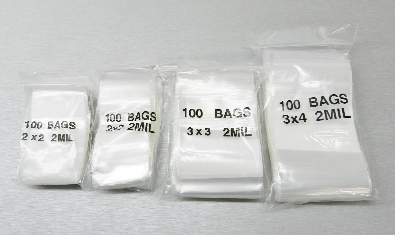 400 Zip Seal Lock Bags Assortment of 2×2 2×3 3×3 3×4 Assorted 2mil Clear Locking