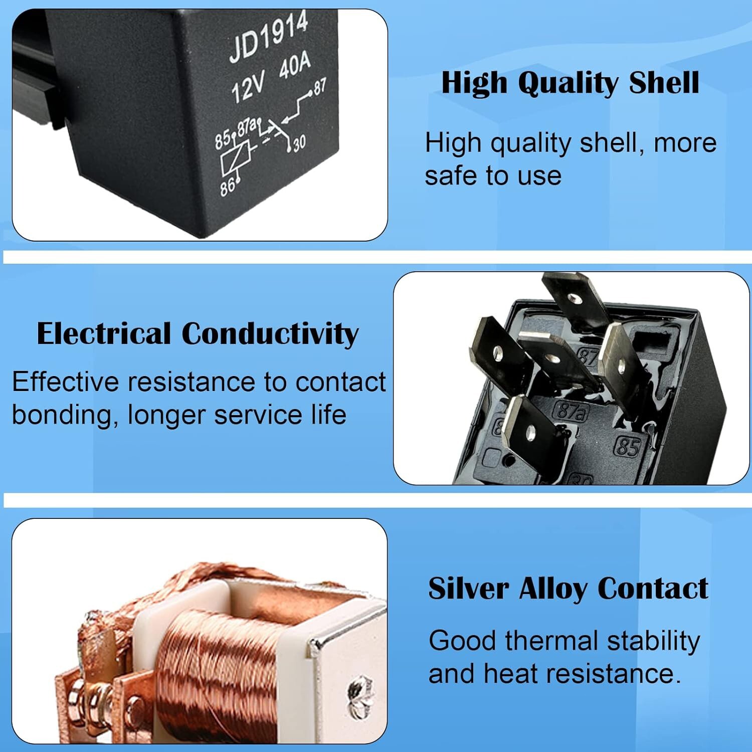 6* 5Pin Car Automotive SPDT Relay Switch Harness Socket Waterproof 40A 12V DC