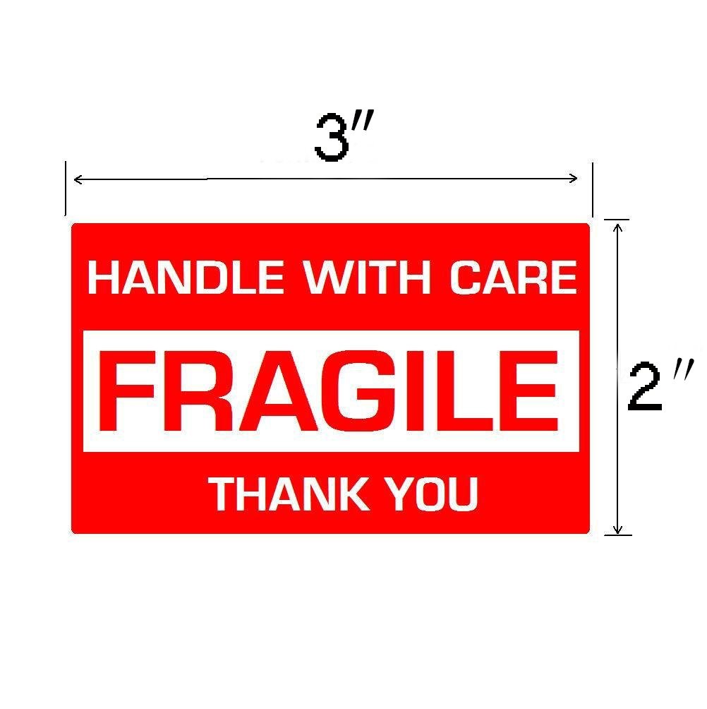 1000 Fragile Stickers 2×3 Handle with Care Thank You 500 Per Roll Warning Labels