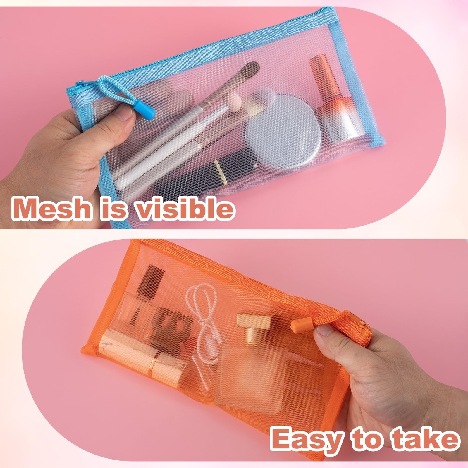 3pcs Mini Mesh Makeup Bags, Small Zipper Mesh Makeup Bags, Portable Cosmetic …