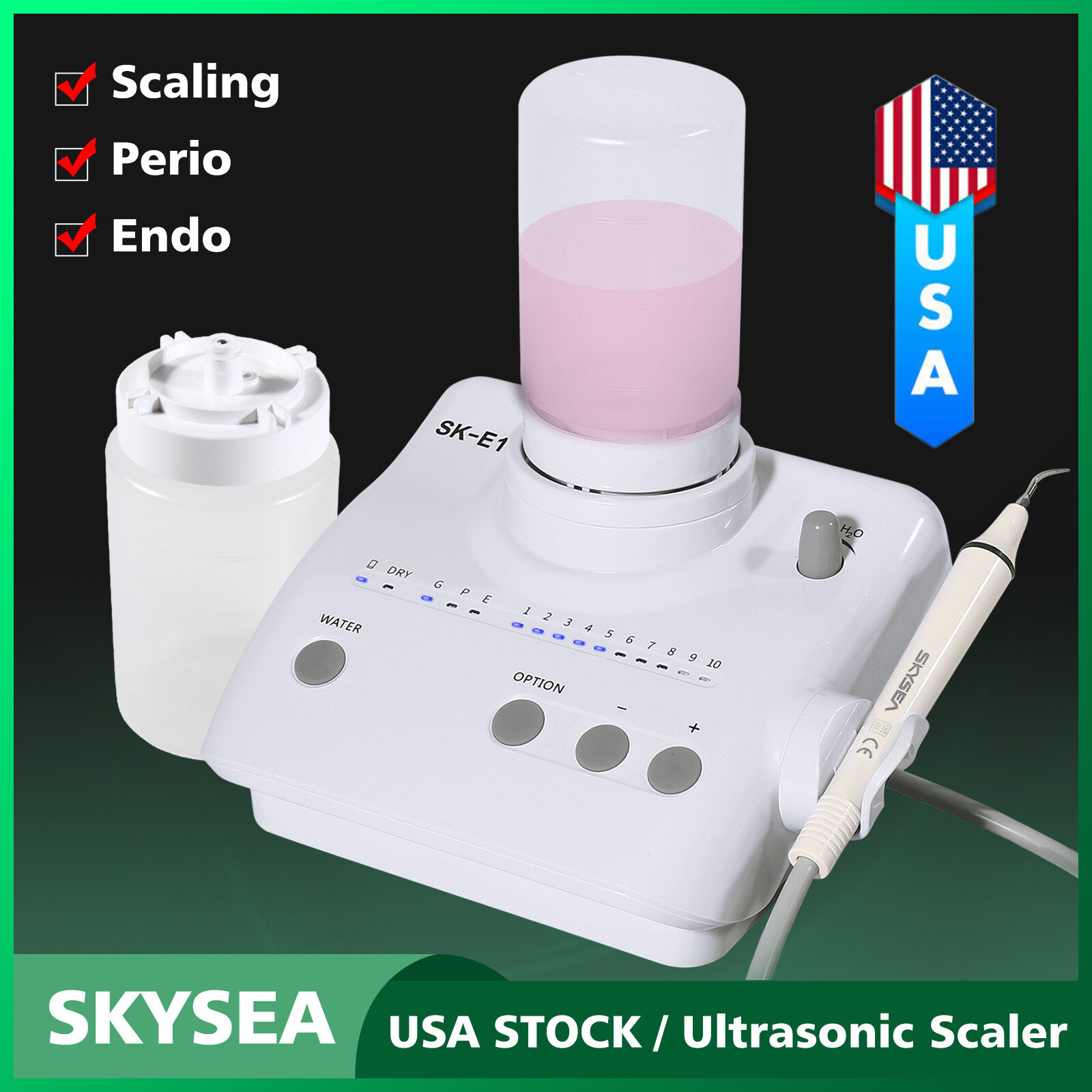 For Cavitron Dental Ultrasonic Scaler fit EMS Woodpecker+4*Handpiece+ Bottles US