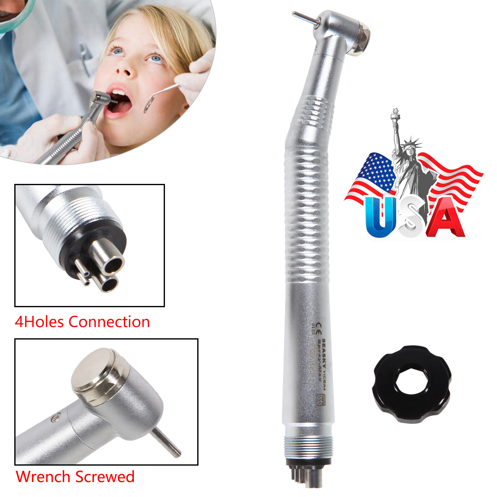 SEASKY Dental High Speed Handpiece Standard Head 4 Holes fit NSK Pana Max PA