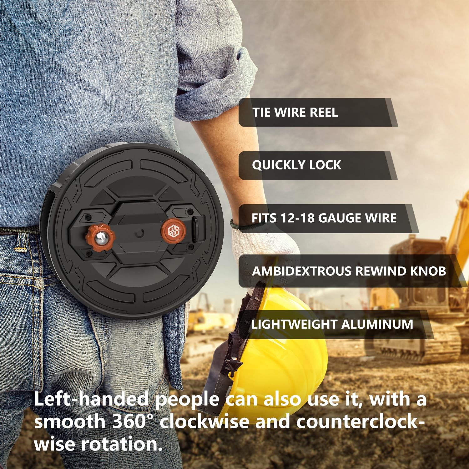 Tie Wire Reel – Lightweight Aluminum, Quick Lock Mechanism, Ambidextrous Rewi…