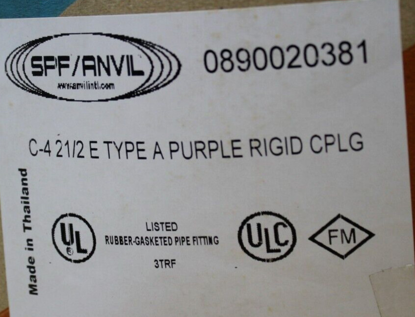 2-1/2″ SPF 0890020381 C4 Rigid Coupling Grooved 2Bolt Cast Iron (Lot of 8)