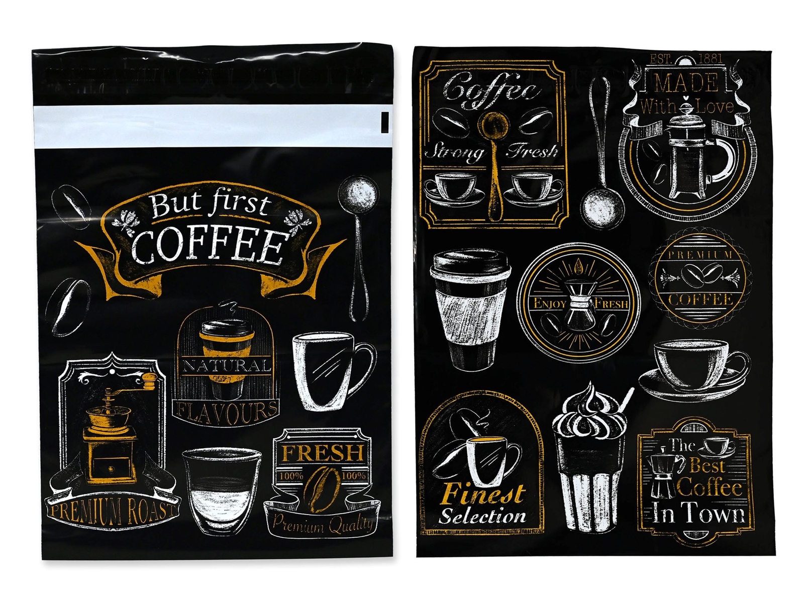 10×13 Inch Coffee Designer Mailers, Designer Self Sealing Shipping Mail Bags for