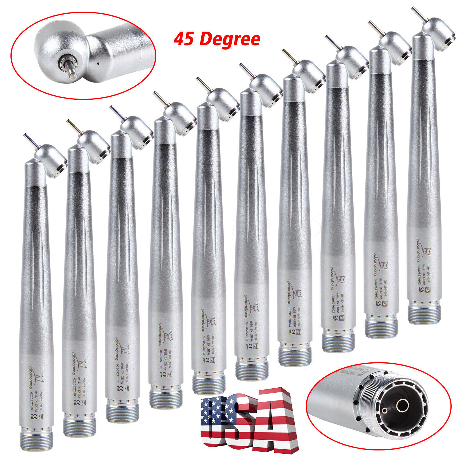 45 Degree Dental Surgical High Speed Handpiece Push Button Single Spray 2-Holes