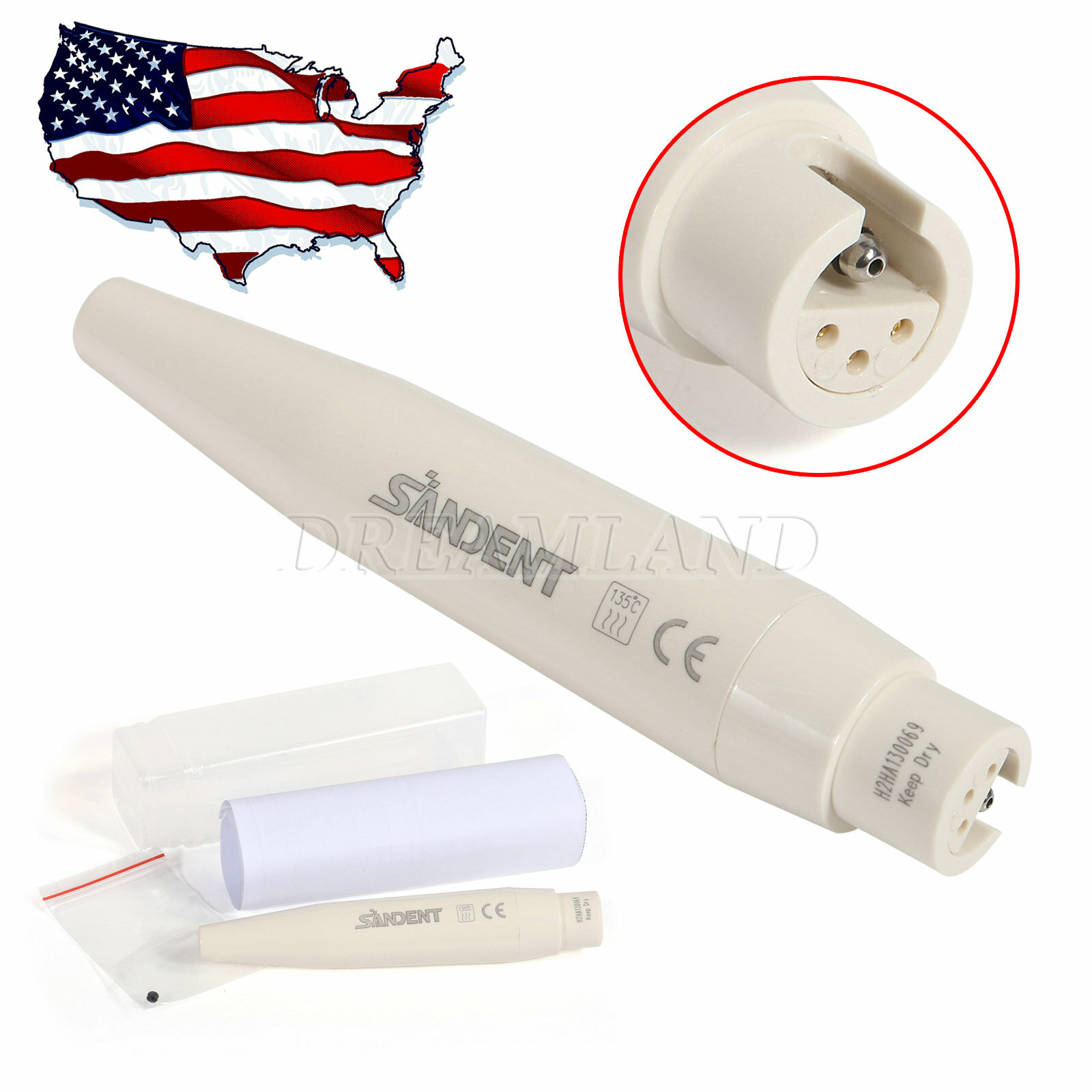 SANDENT DENTAL Ultrasonic Piezo Scaler Handpiece Fit DTE SATELEC Tips for SK-D1