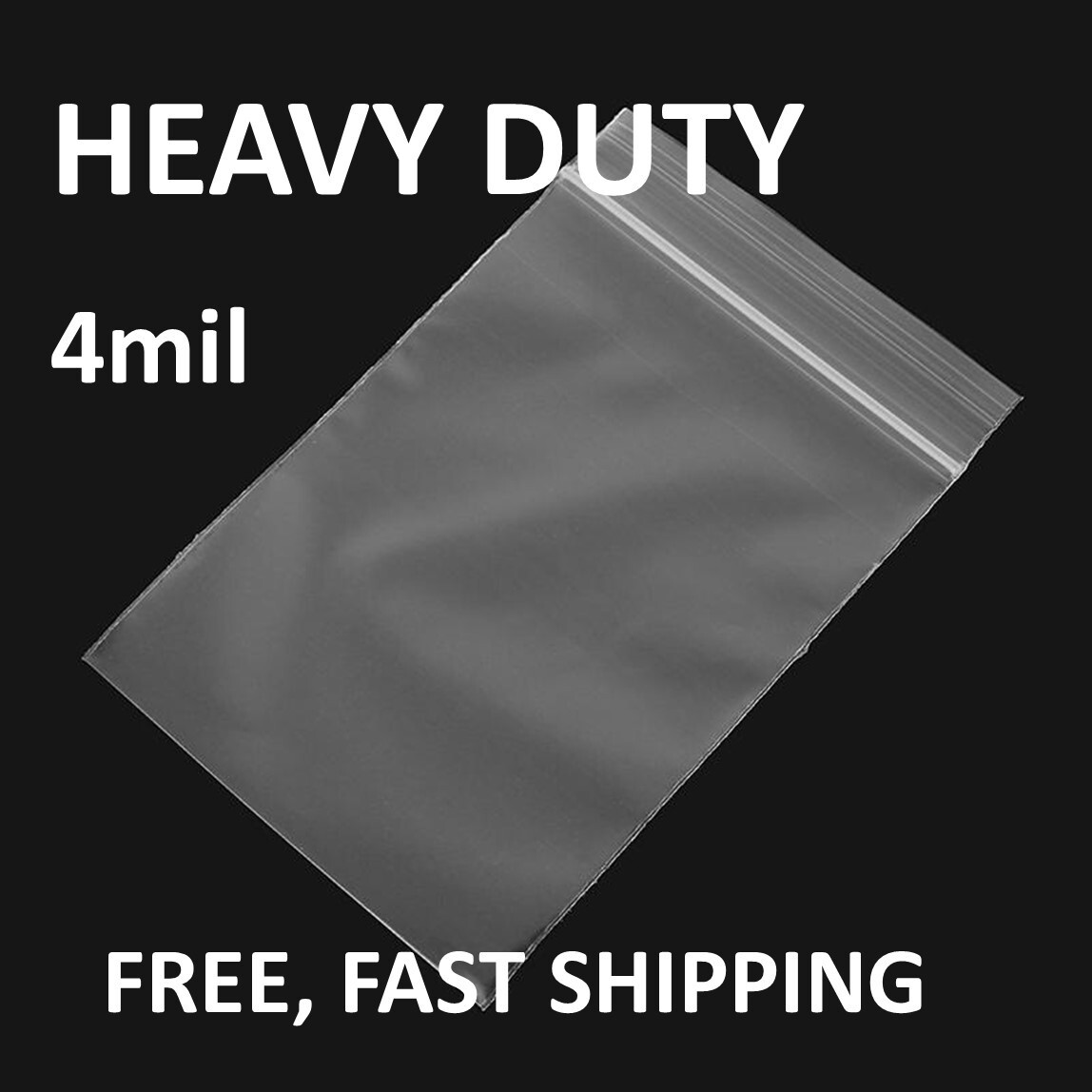 4″x8″ CLEAR 4MIL ZIP SEAL TOP LOCK BAGS POLY PLASTIC RECLOSABLE ZIPPER BAGGIES