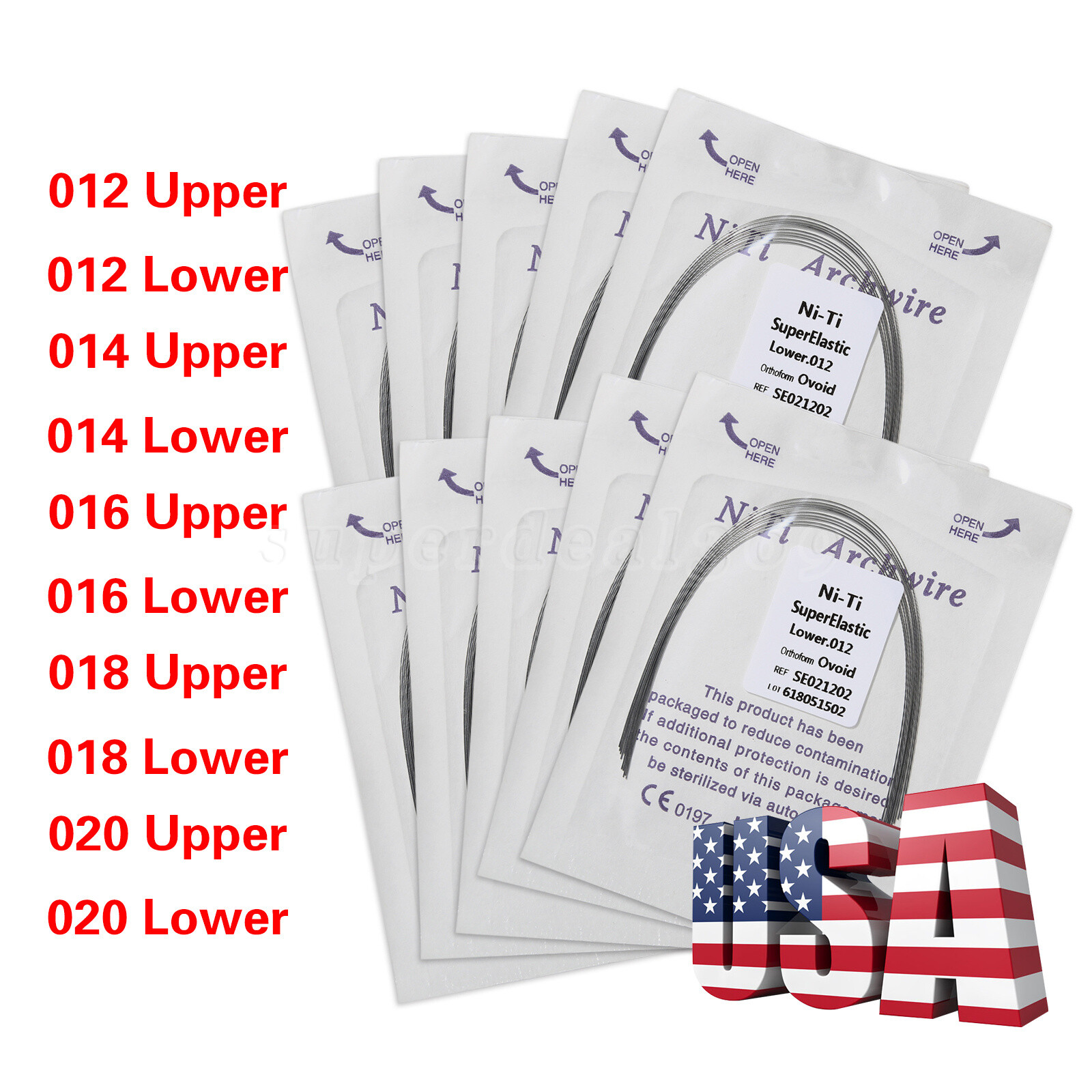 100pcs 10packs Dental Orthodontic Super Elastic Niti Arch Wire Round Ovoid Form