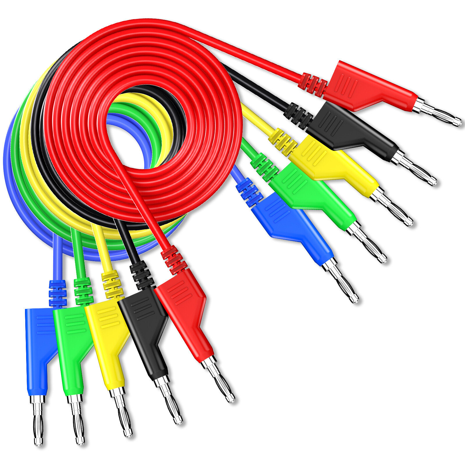 5PCS Stackable Banana to Banana Plug Test Lead Soft Cable for Multimeter