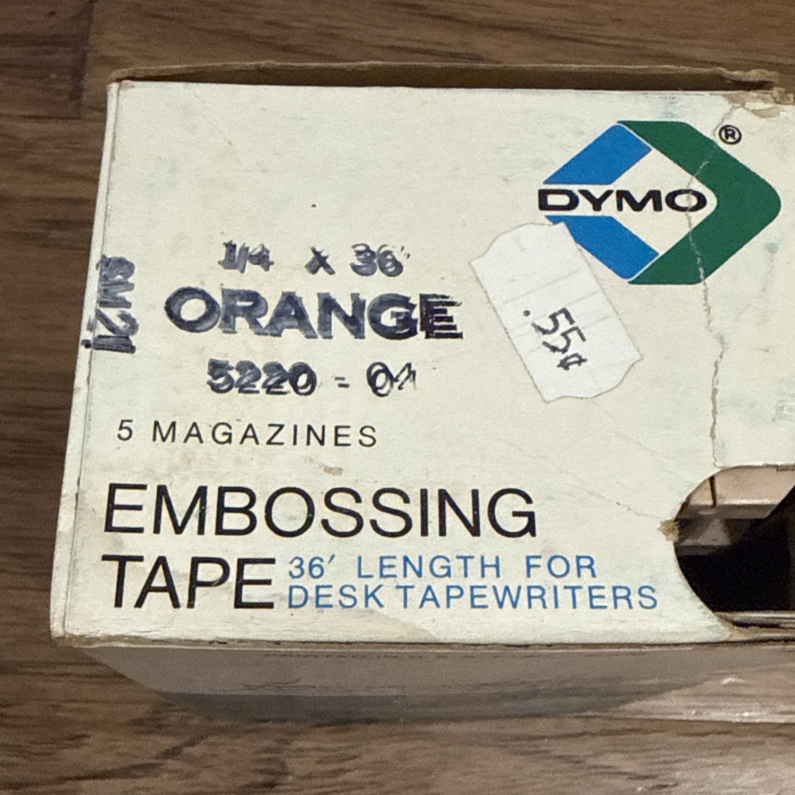 Vintage Box of Dymo Embossing Tape 1/4” x 36’ Orange 1967 For Desk Tapewriters