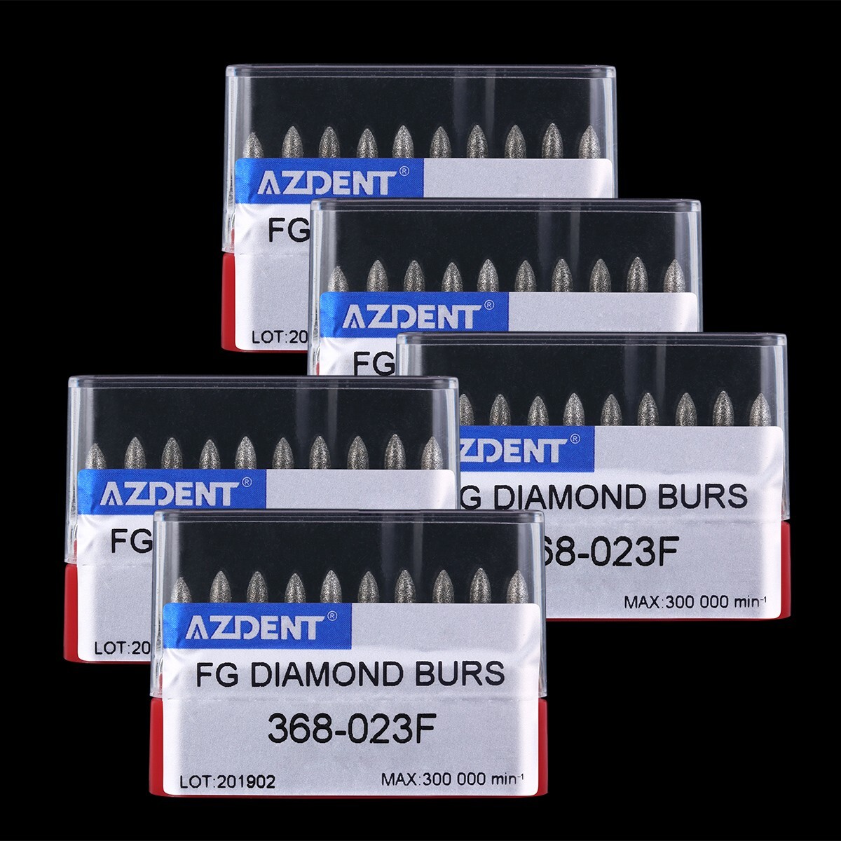 10pcs AZDENT Dental DIAMOND BURS FOOTBALL #368-023F FINE RED DEFEND 10pcs/Pack