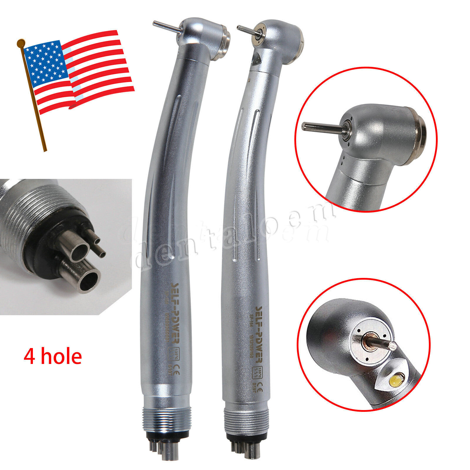 SELF-POWER Dental No-LED / LED E-generator High Speed Handpiece 4Hole Turbine