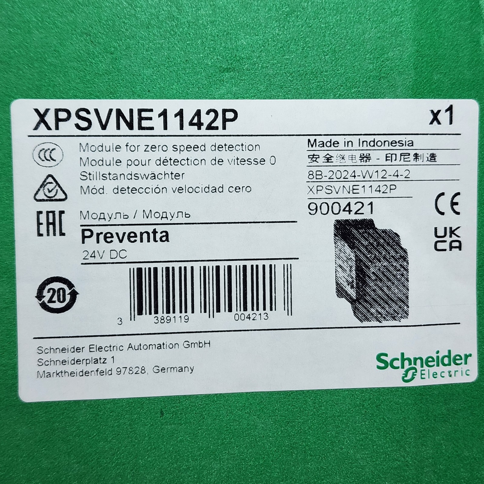 Schneider Electric XPSVNE1142P Preventa Safety Module Zero Speed Detection 24VDC