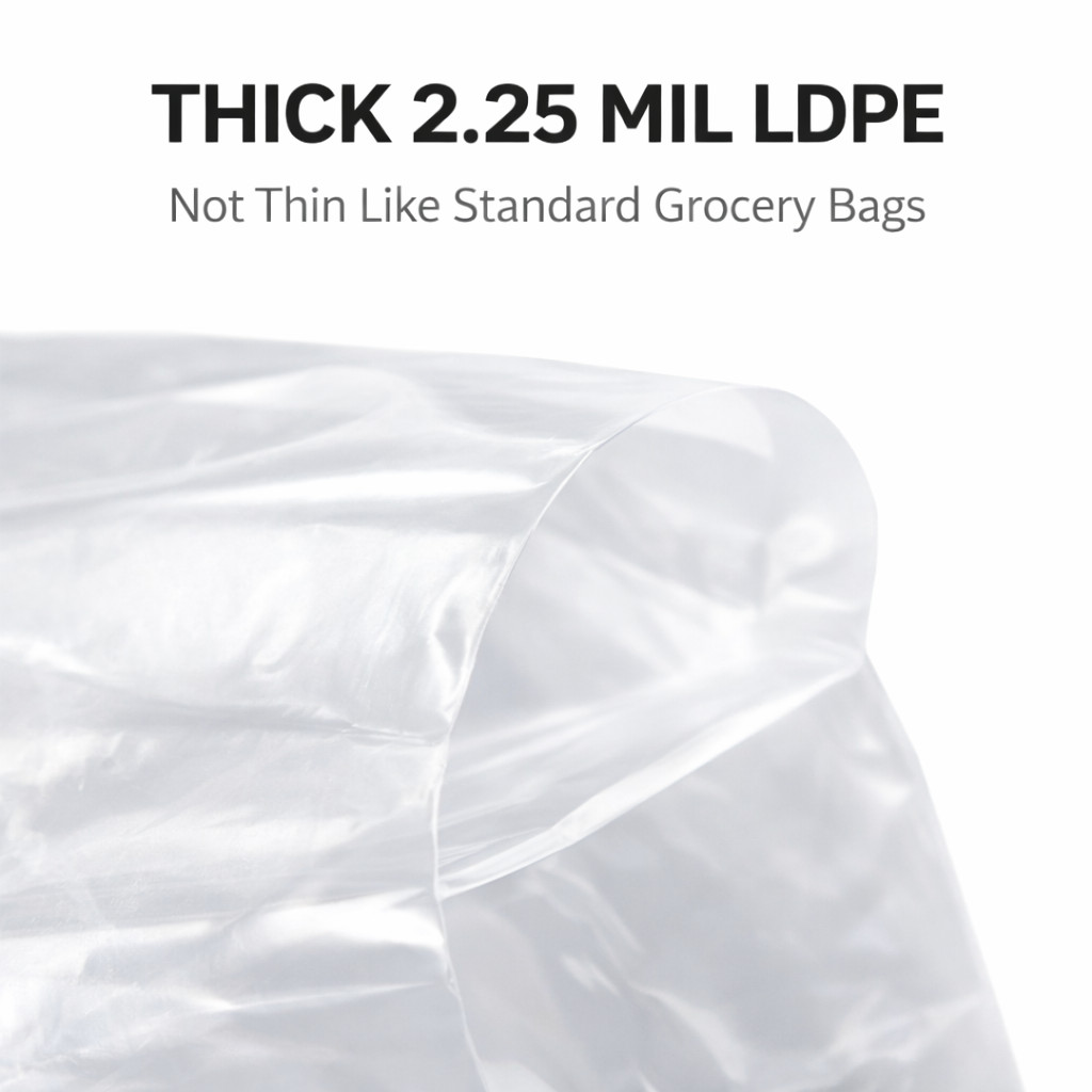 Bags 1/6 Large 21 x 6.5 x 11.5 Clear Reusable Extra Heavy Plastic T-Shirt Bag