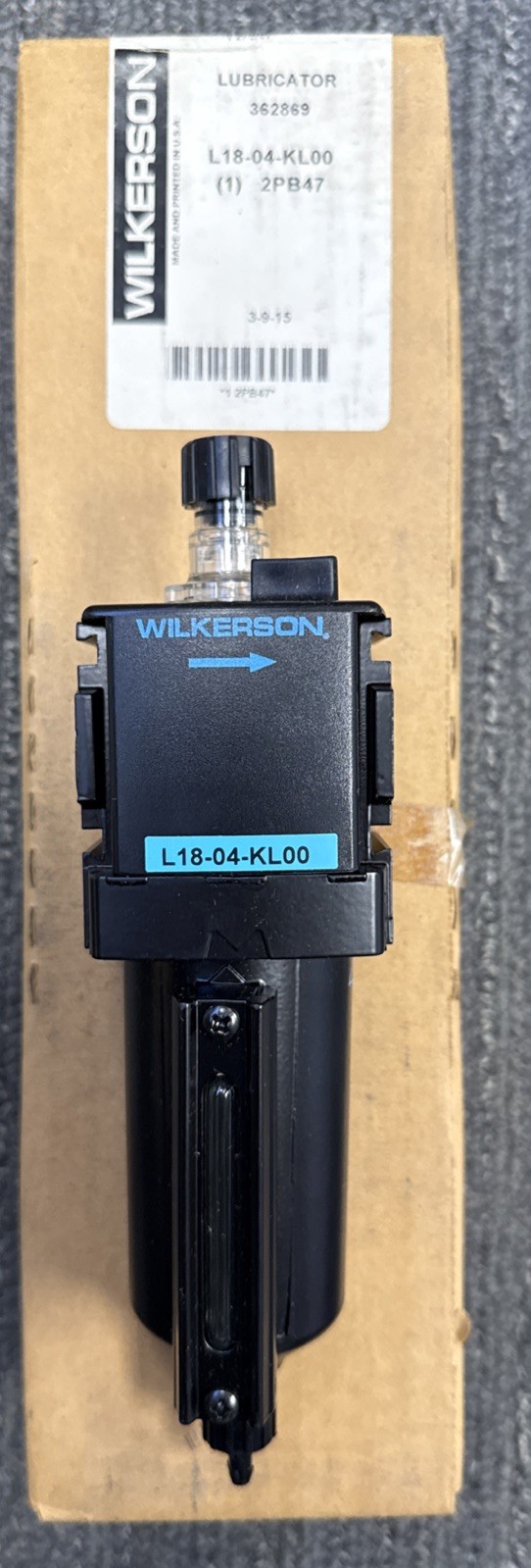 Wilkerson L18-04-KL00 Pneumatic Air Line Lubricator, 96 cfm, 1/2″ NPT, 250 Psi