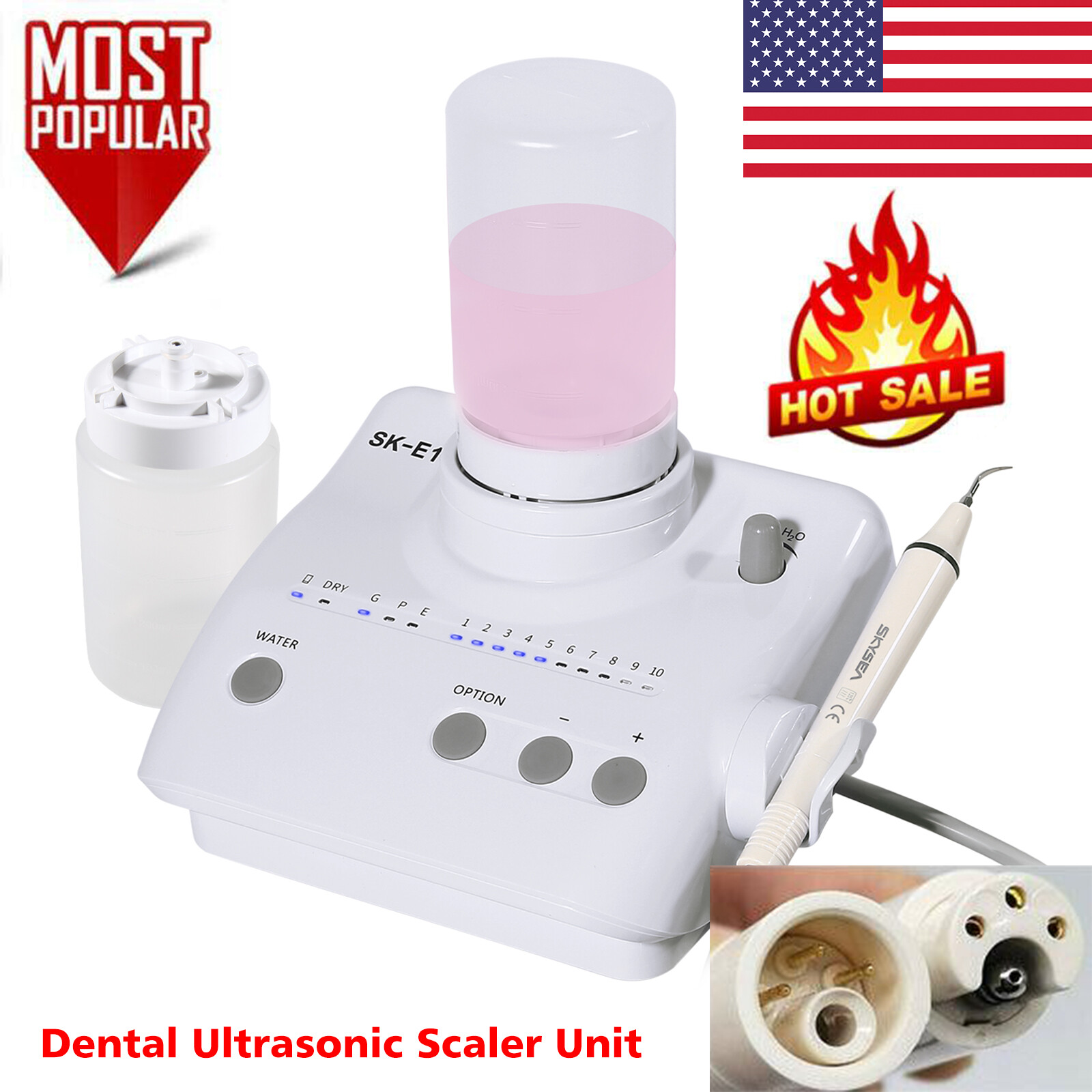 Dental Portable Ultrasonic Scaler Bottles fit Cavitron EMS +10*Replace Handpiece