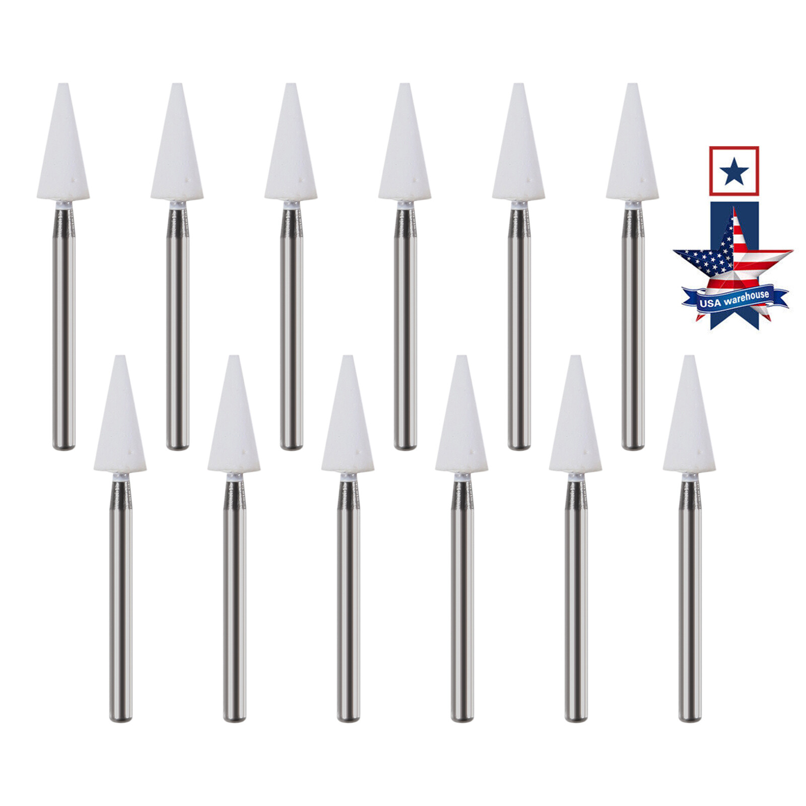 Dental White Stone Aluminum Oxide Polishing FG Burs For High &Low Speed 12/pk st
