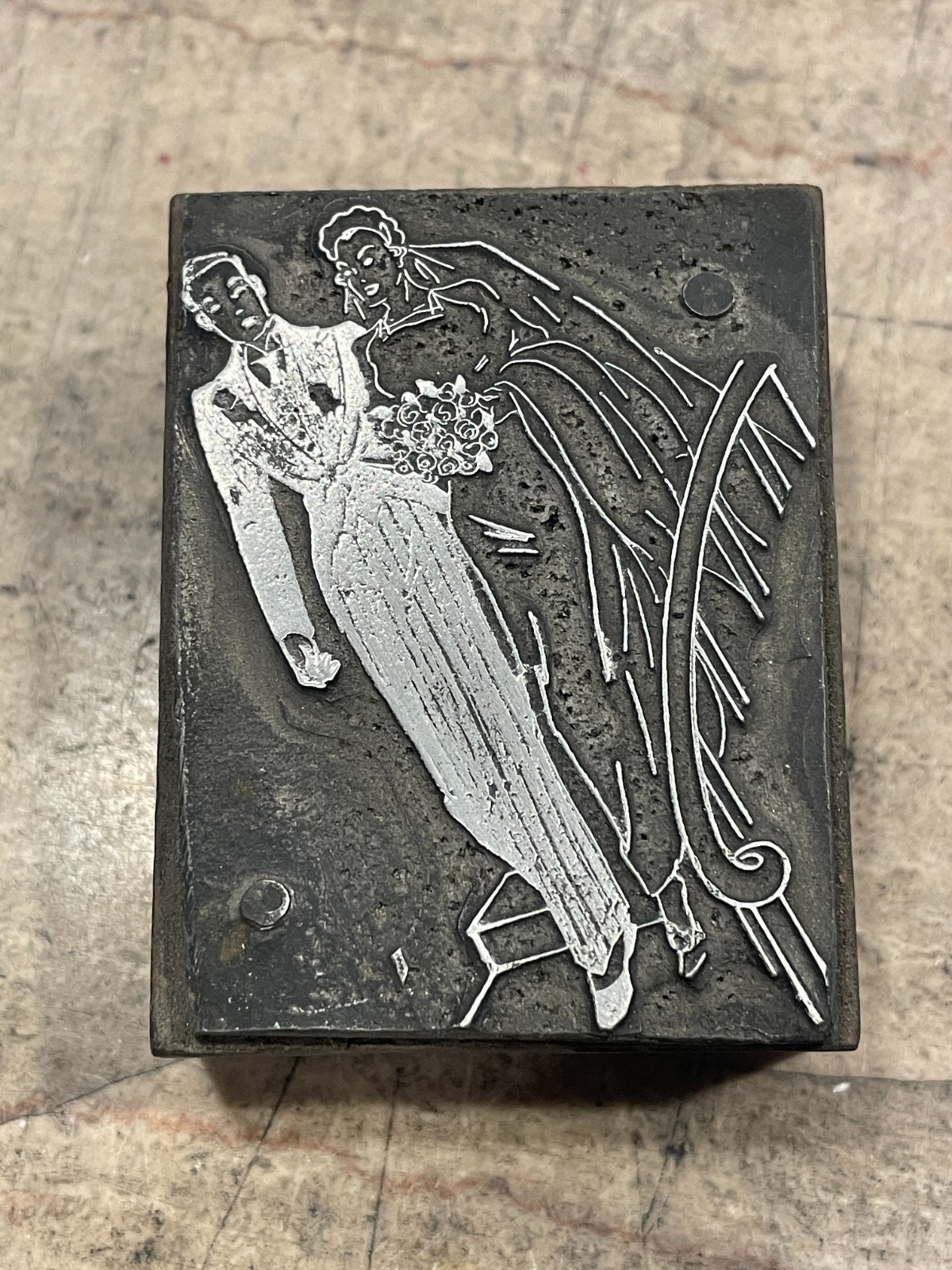 Printing Letterpress Printers Block Bride And Groom / Wedding Dress (1602)
