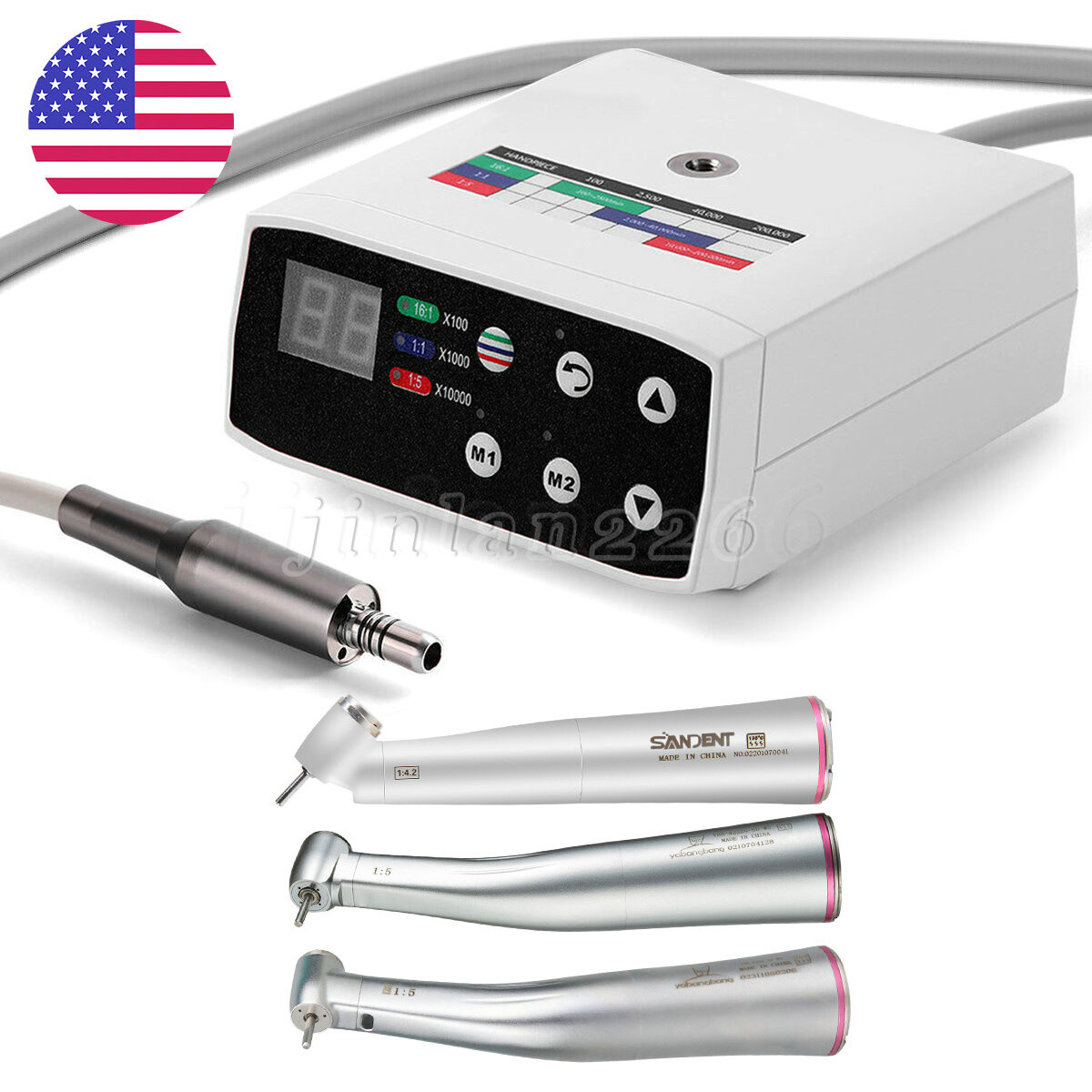 NSK Style Dental LED Brushless Electric Micro Motor/ 1:5 Increasing Handpiece US